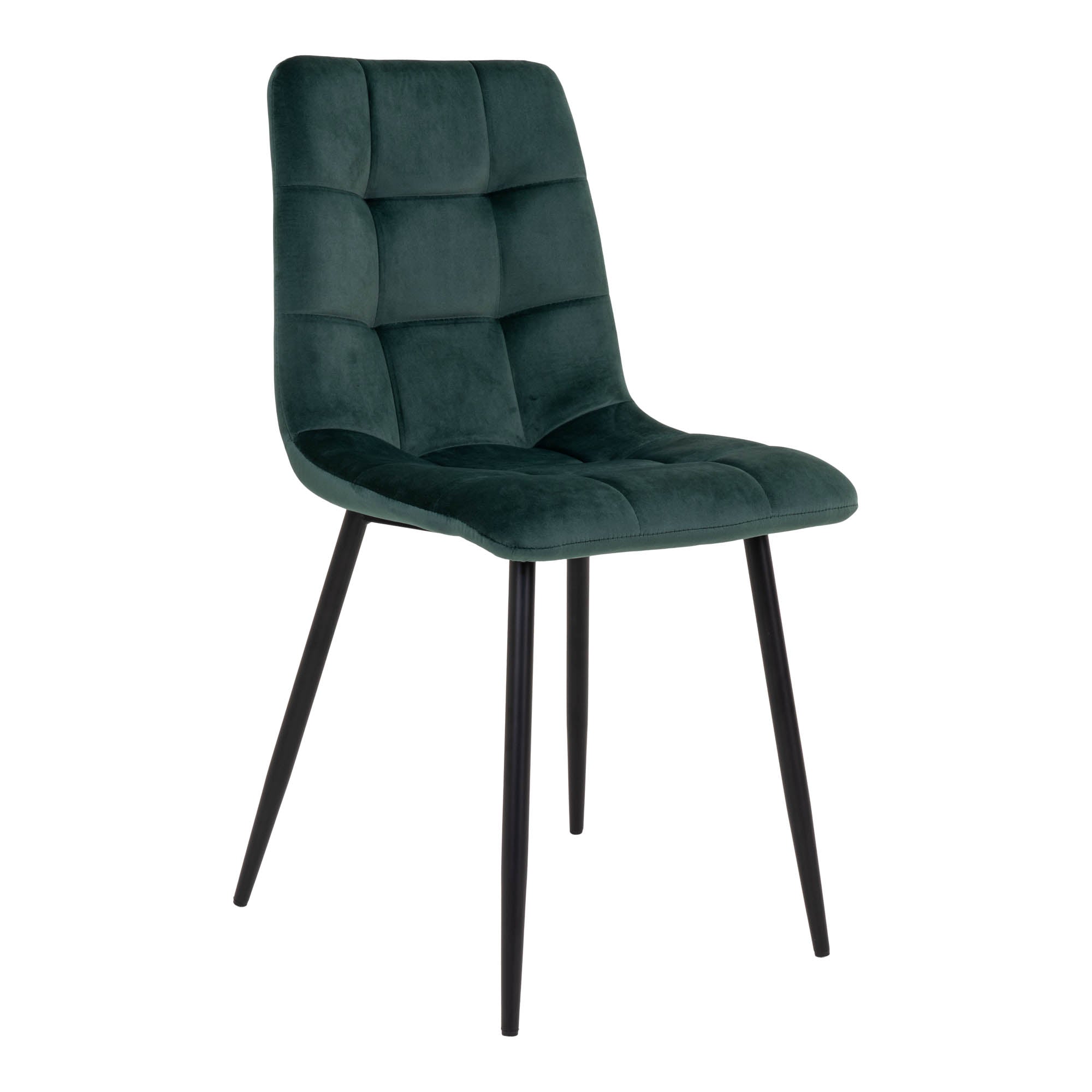 Middelfart Spisebordsstol - Spisebordsstol I Velour, Mørkegrøn Med Sorte Ben ⎮ Sæt af 2 stk. ⎮ 5713917007516 ⎮ 1001195 