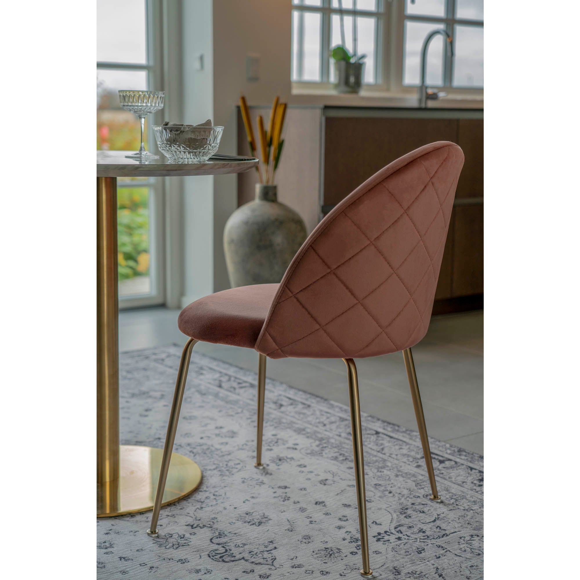 Geneve Spisebordsstol - Spisebordsstol I Velour, Rosa Med Ben I Messing Look, Hn1214 ⎮ Sæt af 2 stk. ⎮ 5713917001477 ⎮ 1001250 
