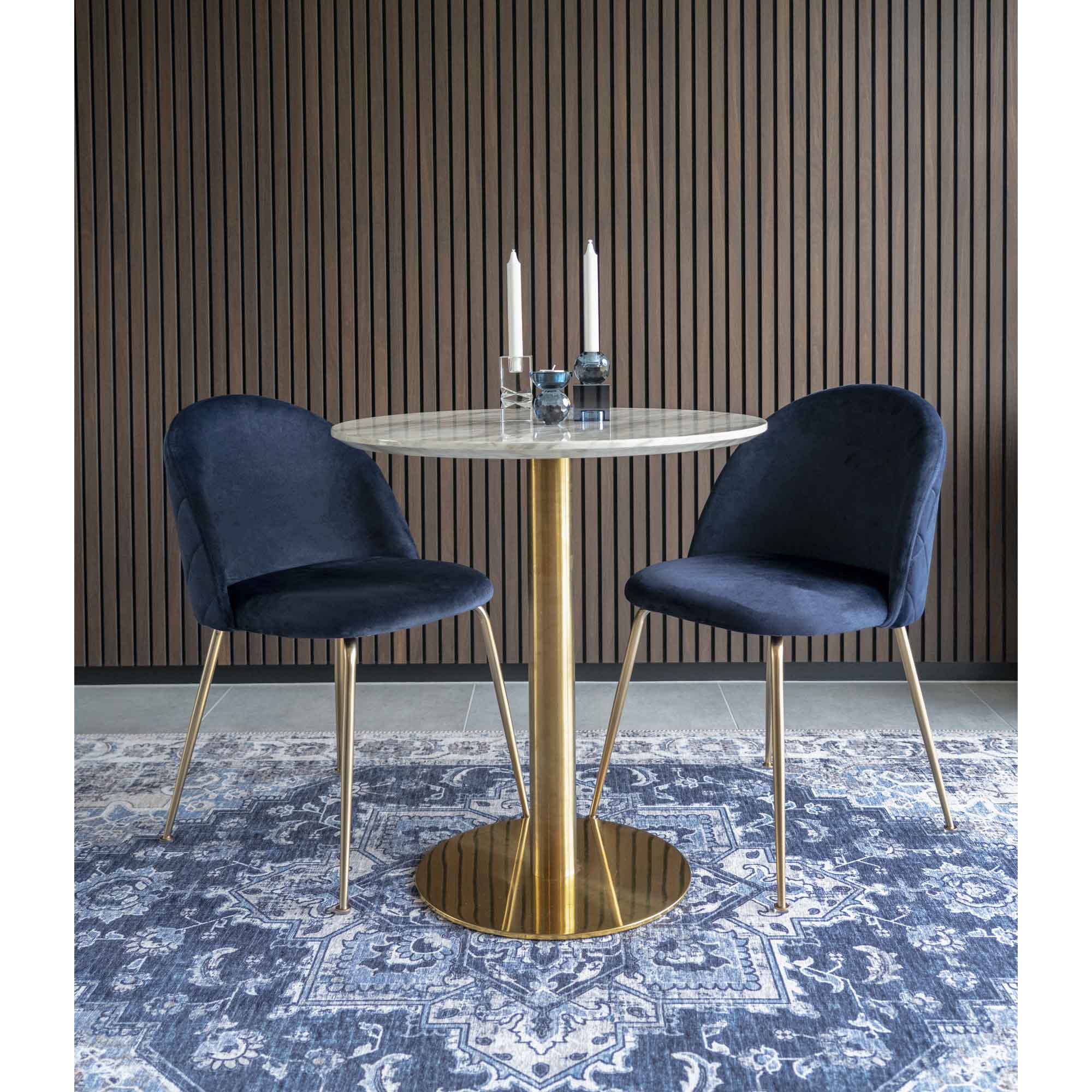 Geneve Spisebordsstol - Spisebordsstol I Velour, Blå Med Ben I Messing Look, Hn1205 ⎮ Sæt af 2 stk. ⎮ 5713917001484 ⎮ 1001251 