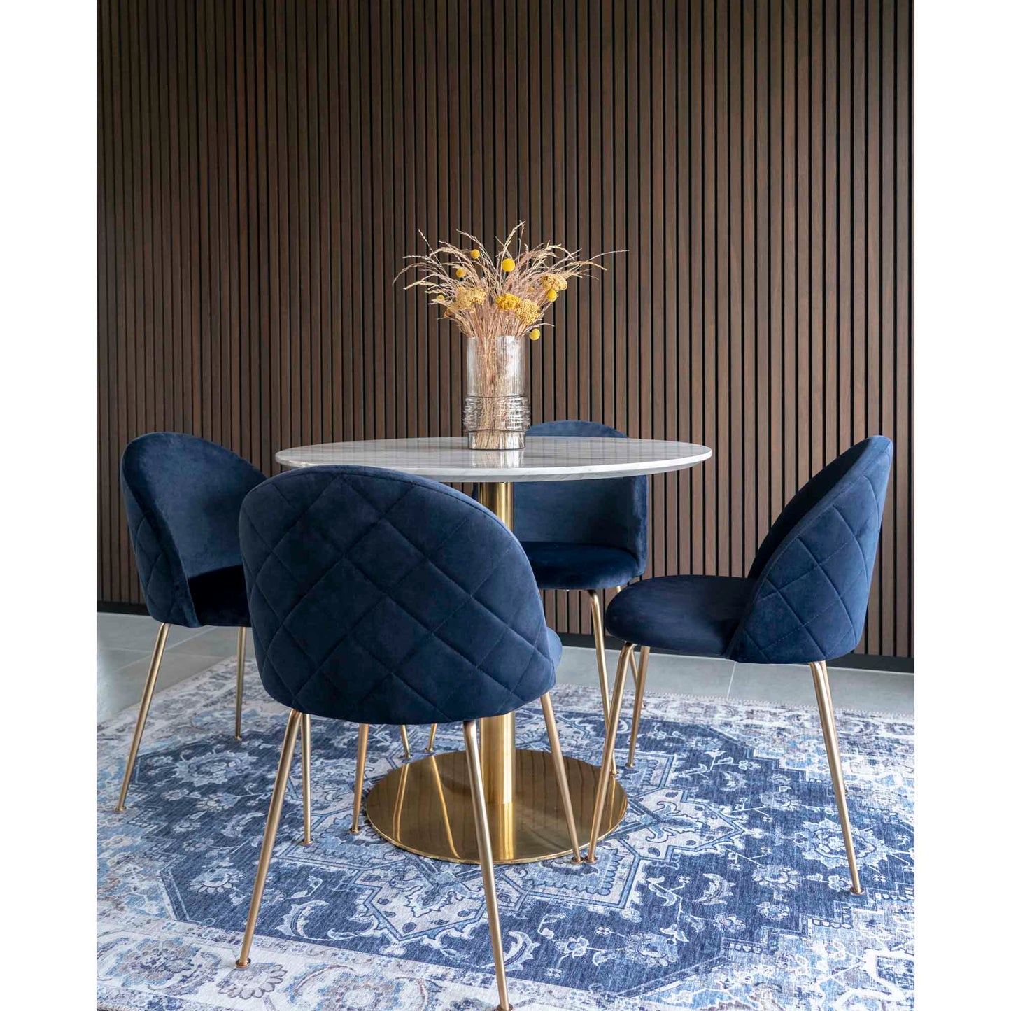 Geneve Spisebordsstol - Spisebordsstol, Velour, Blå, Messing Look Ben, Hn1205 ⎮ Sæt af 2 stk. ⎮ 5713917001484 ⎮ 1001251 
