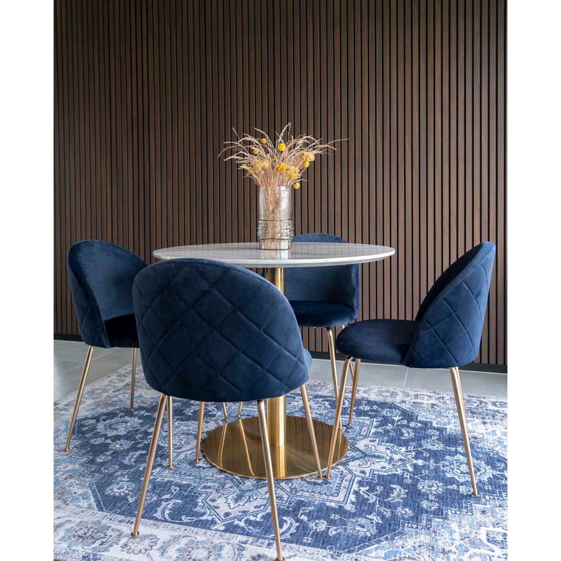 Geneve Spisebordsstol - Spisebordsstol, Velour, Blå, Messing Look Ben, Hn1205 ⎮ Sæt af 2 stk. ⎮ 5713917001484 ⎮ 1001251 
