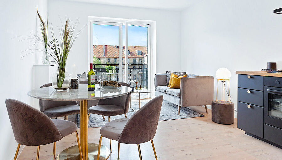 Geneve Spisebordsstol - Spisebordsstol, Velour, Grå, Messing Look Ben Hn1213 ⎮ Sæt af 2 stk. ⎮ 5713917002177 ⎮ 1001252 