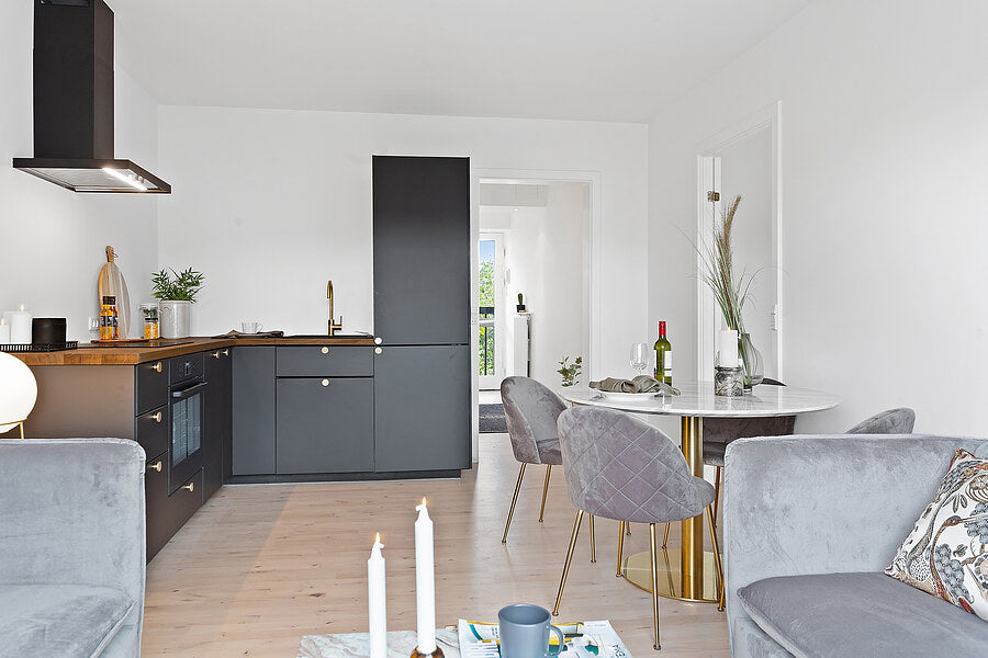 Geneve Spisebordsstol - Spisebordsstol, Velour, Grå, Messing Look Ben Hn1213 ⎮ Sæt af 2 stk. ⎮ 5713917002177 ⎮ 1001252 