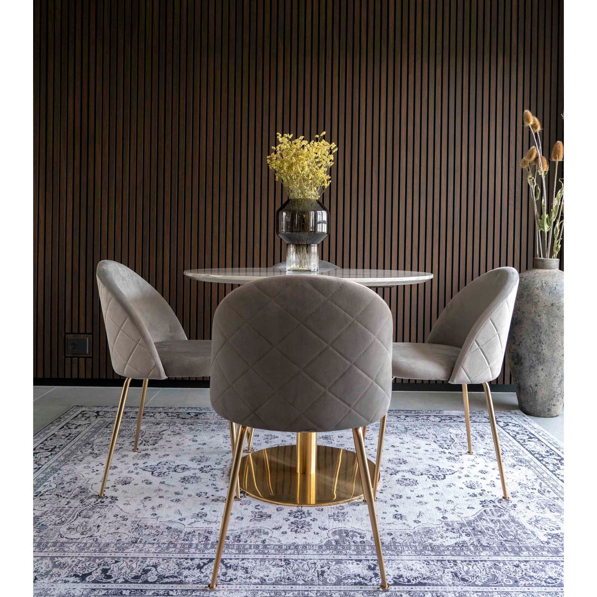 Geneve Spisebordsstol - Spisebordsstol, Velour, Grå, Messing Look Ben Hn1213 ⎮ Sæt af 2 stk. ⎮ 5713917002177 ⎮ 1001252 