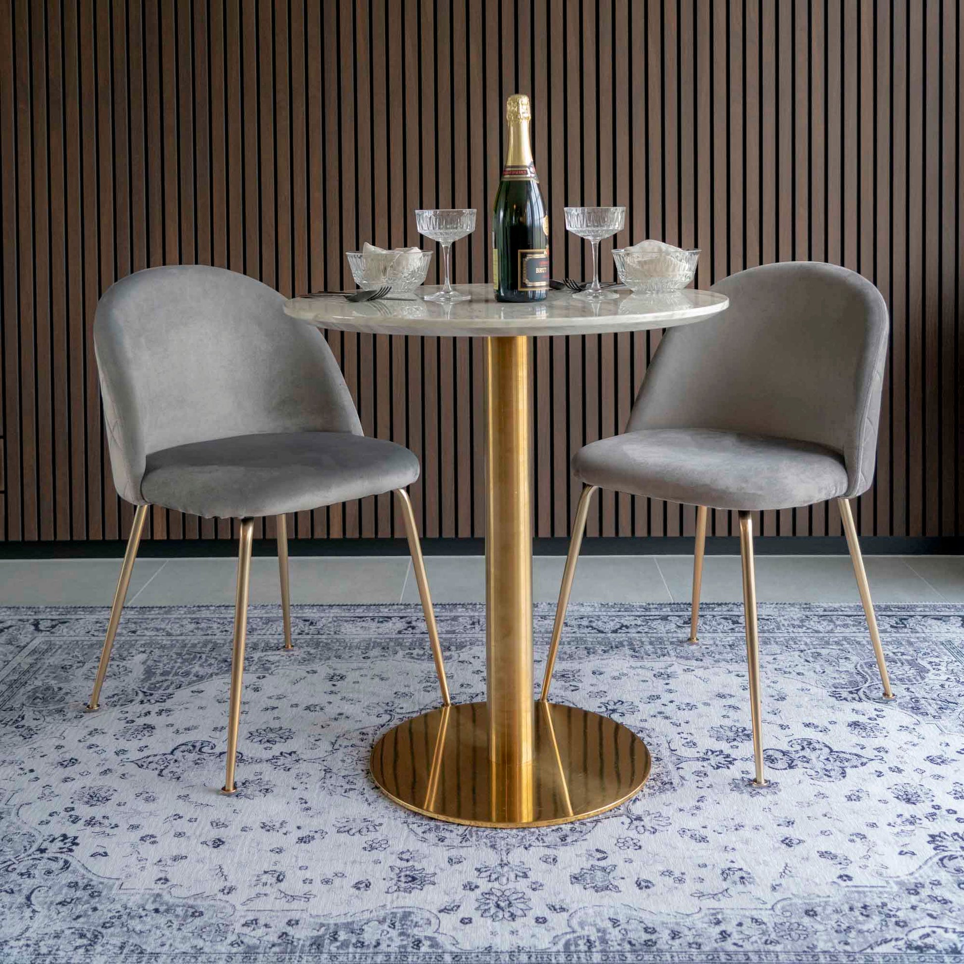 Geneve Spisebordsstol - Spisebordsstol, Velour, Grå, Messing Look Ben Hn1213 ⎮ Sæt af 2 stk. ⎮ 5713917002177 ⎮ 1001252 