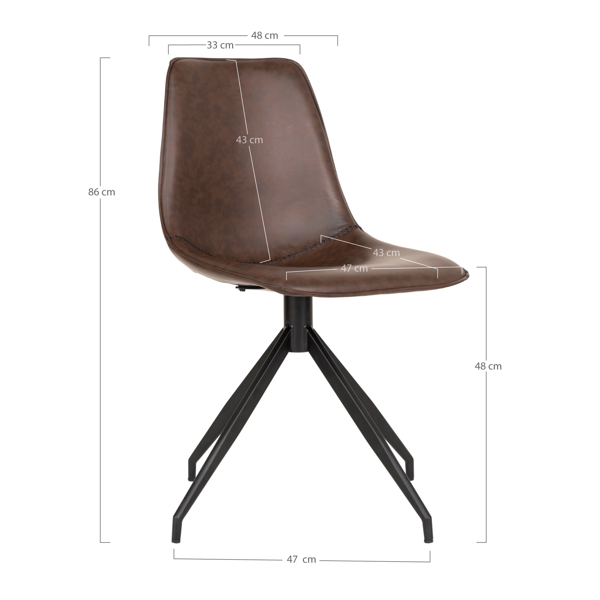 Monaco Spisebordsstol  - Spisebordsstol I Pu Med Drejefod, Mørkebrun Med Sorte Ben, Hn1227 ⎮ Sæt af 2 stk. ⎮ 5713917018451 ⎮ 1001280 