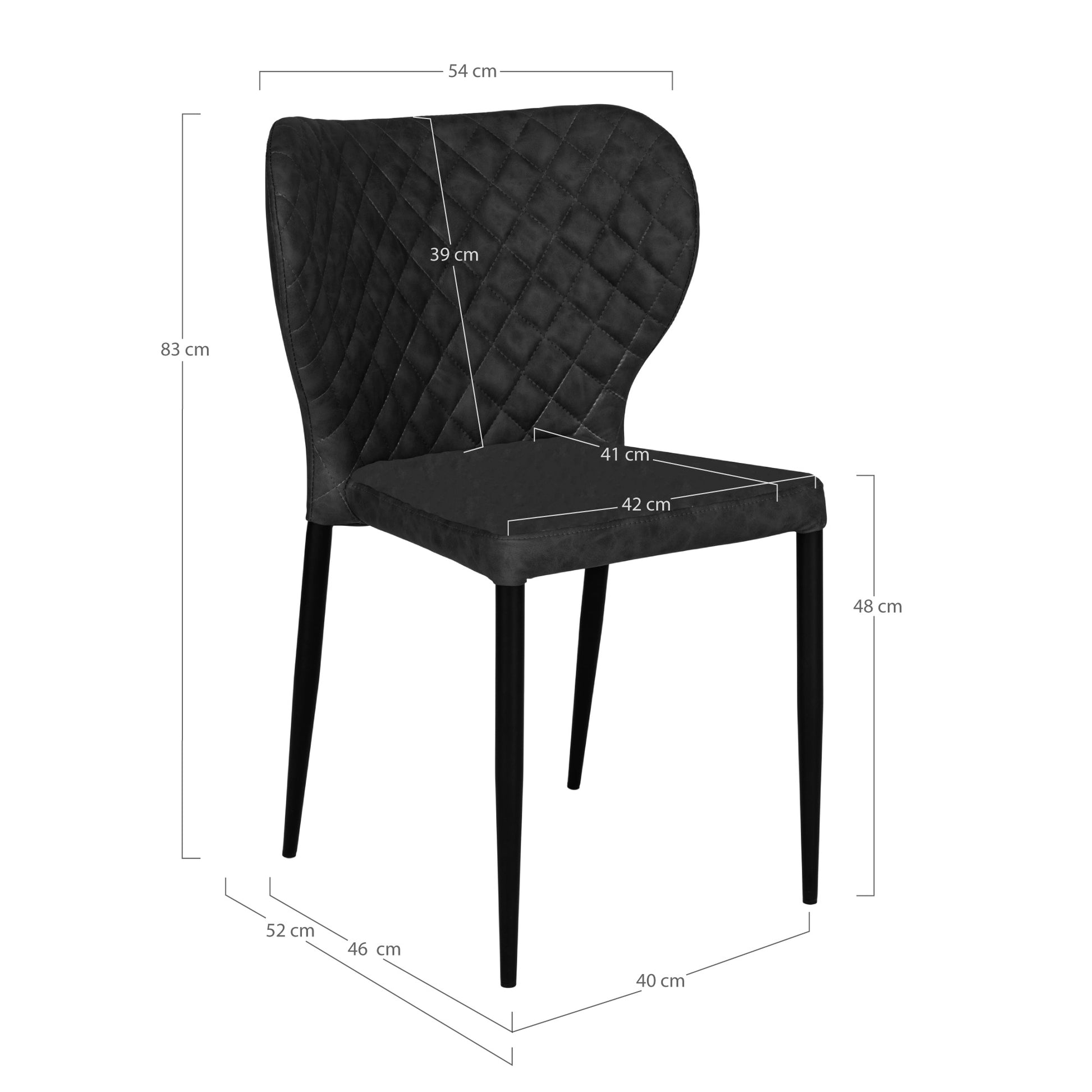 Pisa Spisebordsstol - Spisebordsstol, Pu Læder, Sort, Sorte Ben, Hn1223 ⎮ Sæt af 2 stk. ⎮ 5713917018499 ⎮ 1001292 
