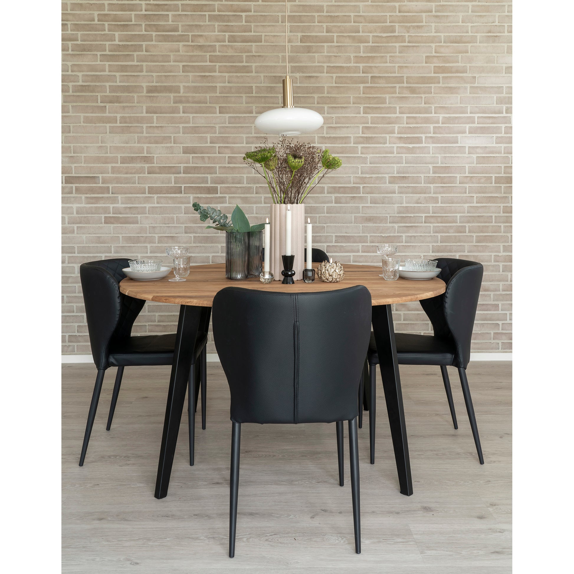 Pisa Spisebordsstol - Spisebordsstol, Pu Læder, Sort, Sorte Ben, Hn1223 ⎮ Sæt af 2 stk. ⎮ 5713917018499 ⎮ 1001292 