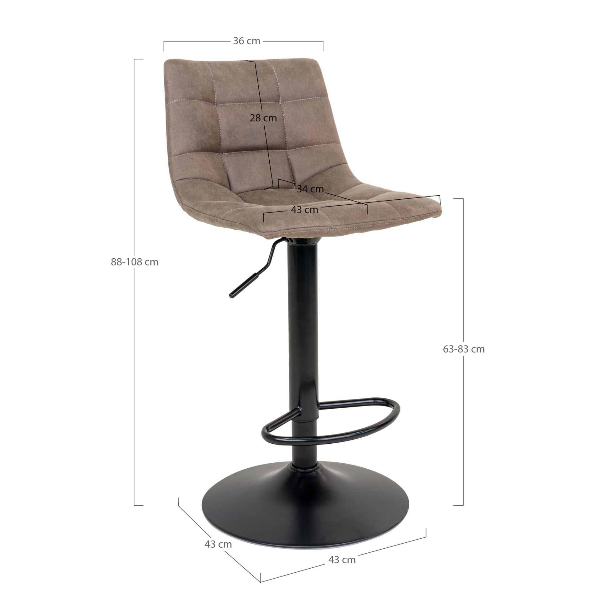 Middelfart Barstol - Barstol, Microfiber, Lysebrun, Sorte Ben, Hn1281 ⎮ Sæt af 2 stk. ⎮ 5713917009374 ⎮ 1001300 