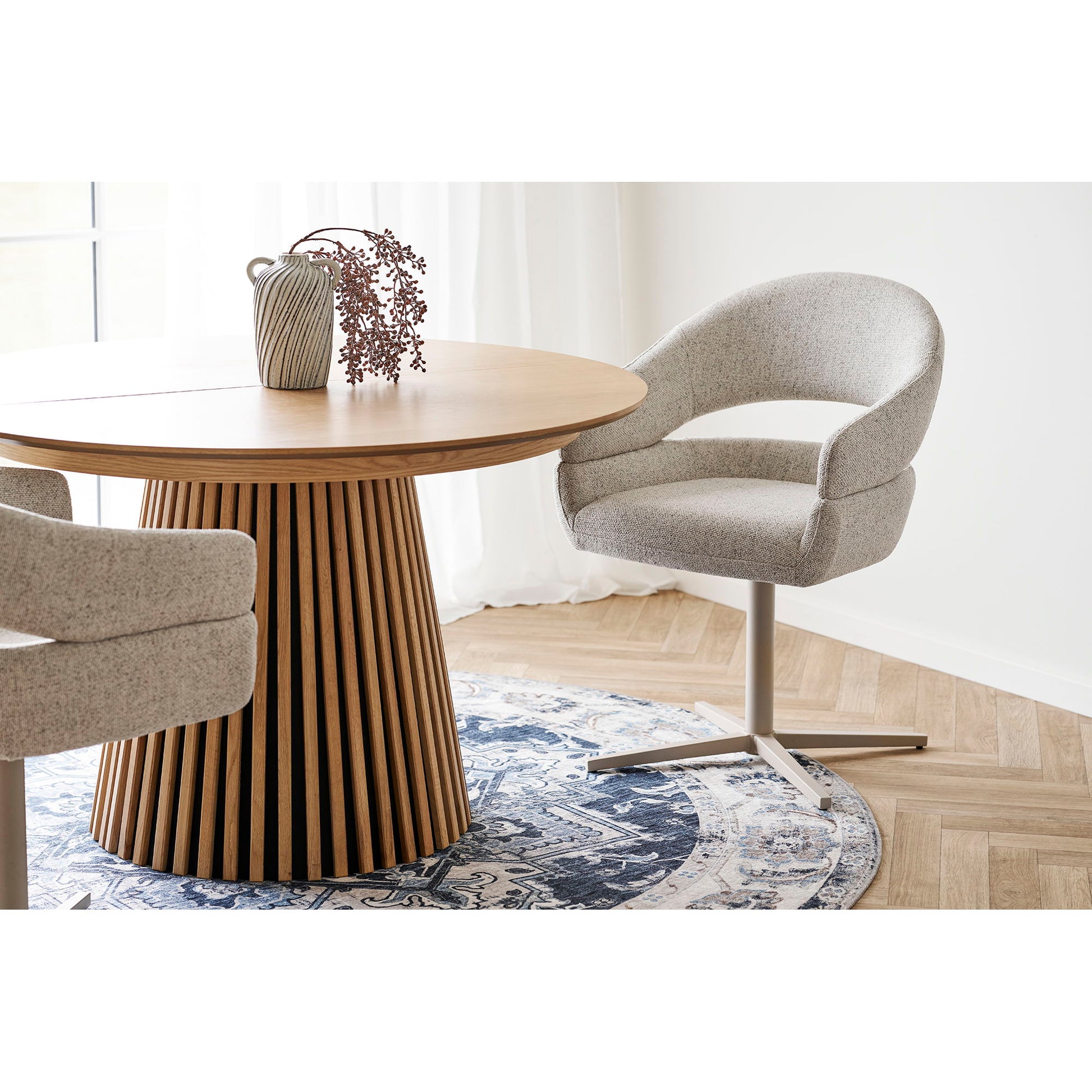 Dover Spisebordsstol - Spisebordsstol Med Drejefod, Beige Meleret, Grå Ben, Hn1015 ⎮ Sæt af 2 stk. ⎮ 5713917035014 ⎮ 1001410 