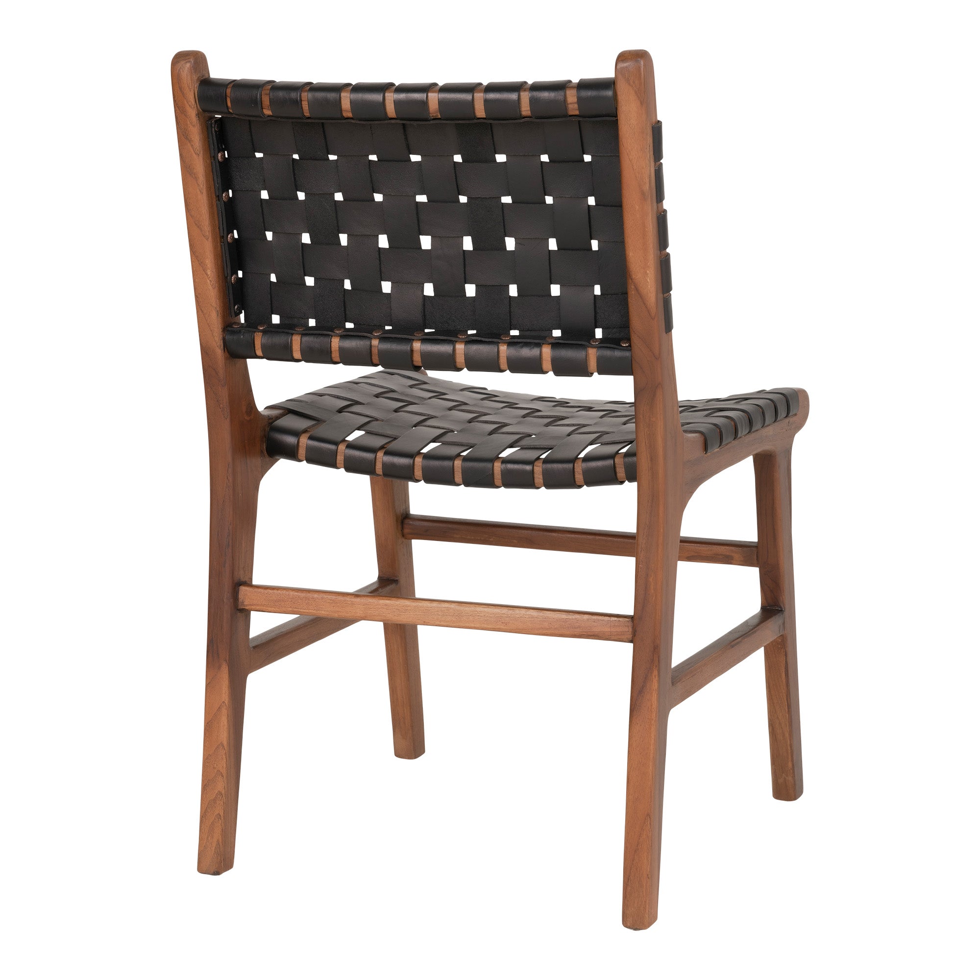 Perugia Spisebordsstol - Spisebordsstol I Læder, Sort Med Teak Ben ⎮ Sæt af 2 stk. ⎮ 5713917010561 ⎮ 1001452 