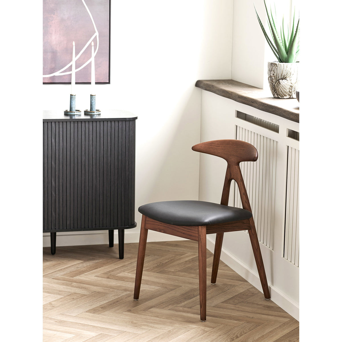 Lanuza Spisebordsstol - Spisebordsstol, Ask/Pu, Mørkebrun/Sort Hn1200 ⎮ Sæt af 2 stk. ⎮ 5713917048045 ⎮ 1001506 