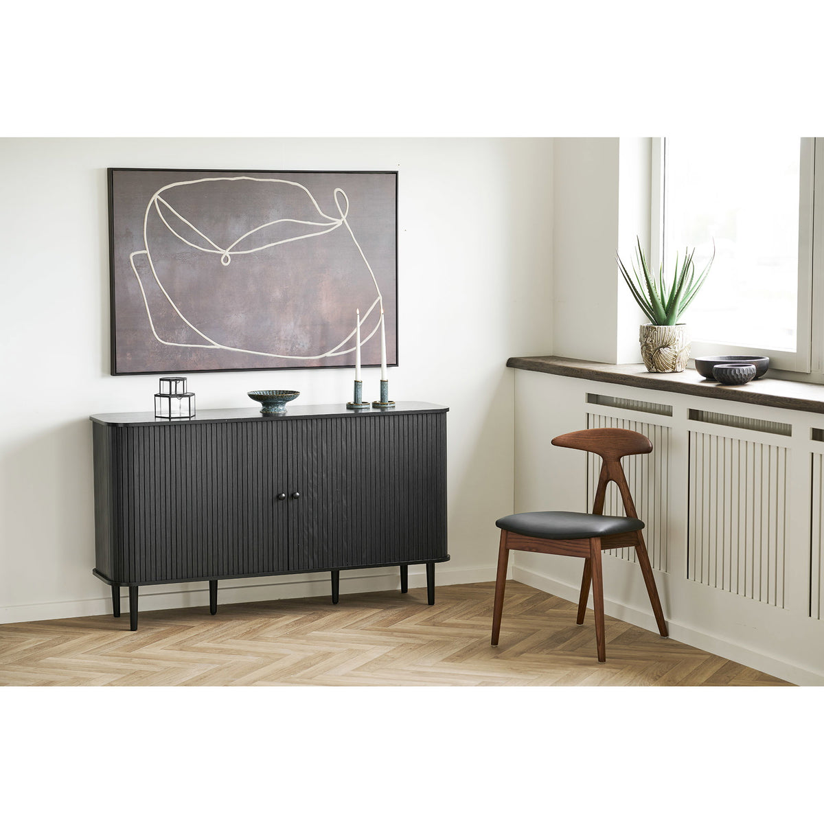 Lanuza Spisebordsstol - Spisebordsstol, Ask/Pu, Mørkebrun/Sort Hn1200 ⎮ Sæt af 2 stk. ⎮ 5713917048045 ⎮ 1001506 