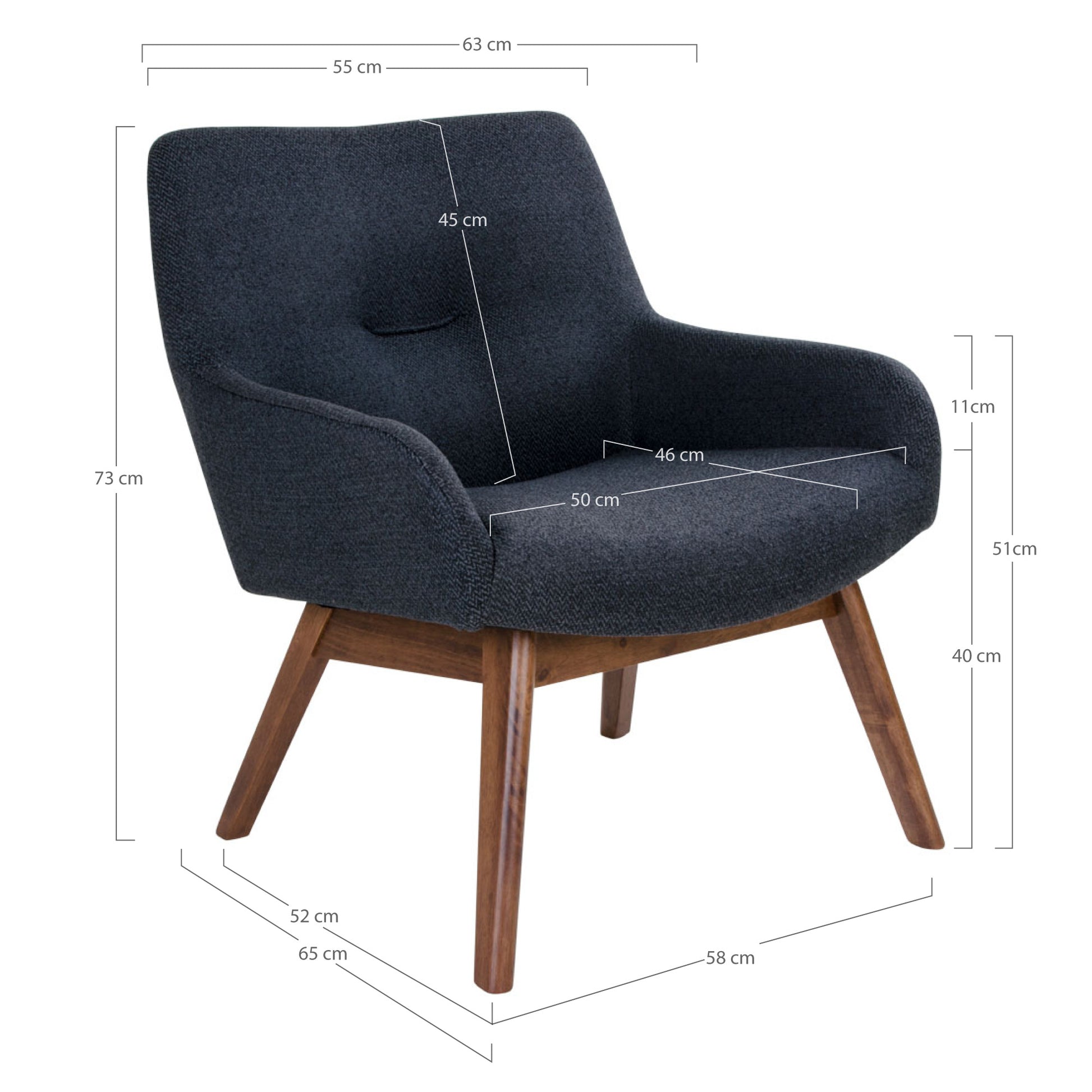 London Loungestol - Loungestol, Mørkeblå, Valnød Ben Hn1277 ⎮ 5713917008698 ⎮ 1101061 