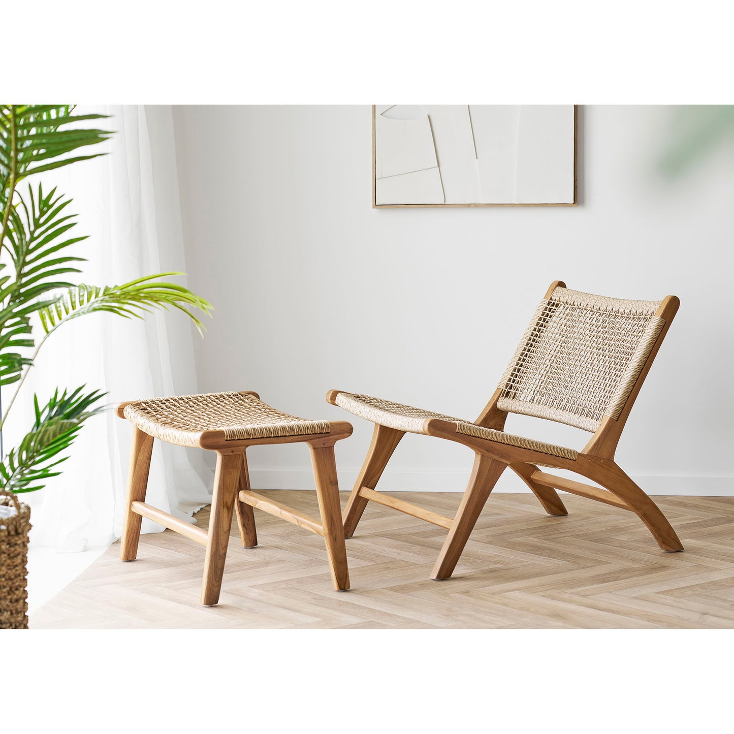 Derby Sæt - Loungestol Og Skammel, Teak/Pe Rattan, Natur ⎮ 5713917043170 ⎮ 1101505-S 
