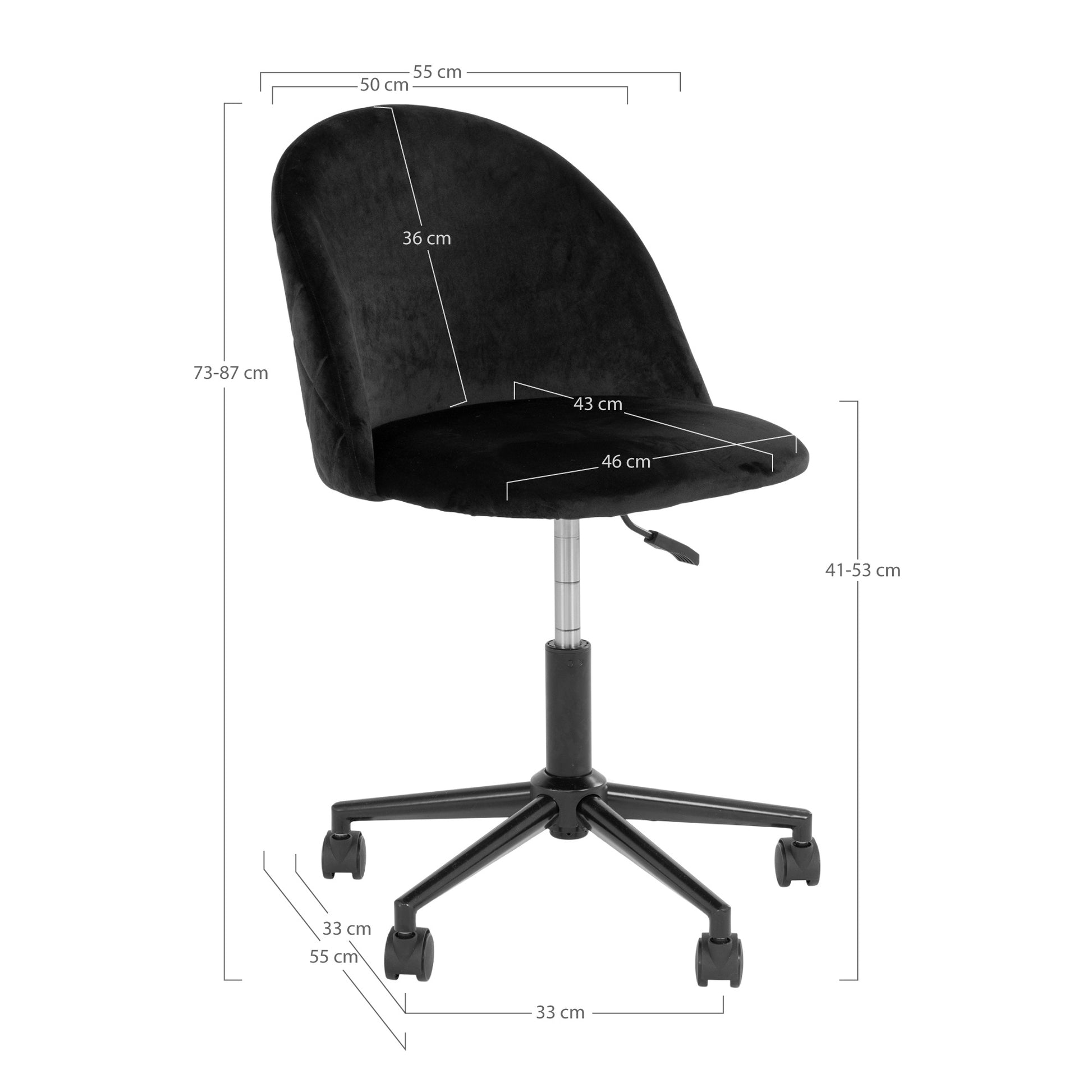 Geneve Kontorstol - Kontorstol, Velour, Sort, Sorte Ben, Hn1207 ⎮ 5713917017300 ⎮ 1201090 