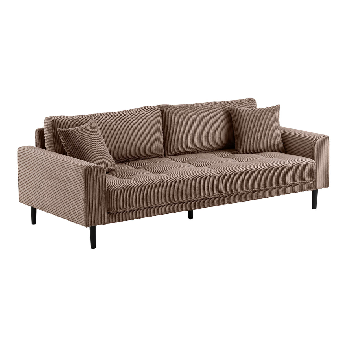 Lido 3 Personers Sofa - 3 Personers Sofa, Brun Fløjl Med To Puder Og Sorte Træben, Hn1423 ⎮ 5713917048984 ⎮ 1250010 