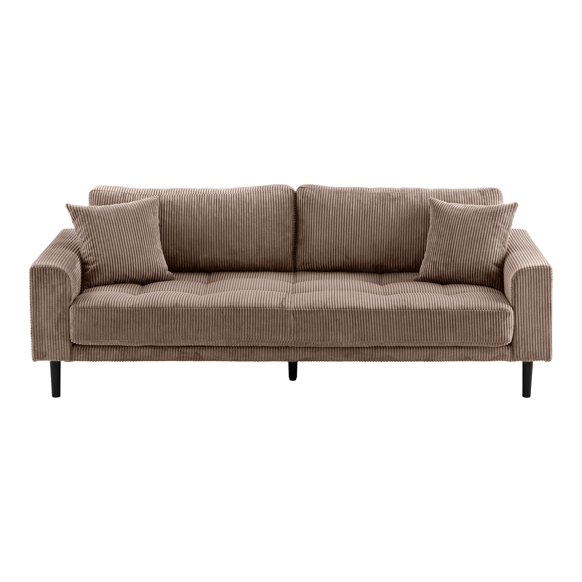 Lido 3 Personers Sofa - 3 Personers Sofa, Brun Fløjl Med To Puder Og Sorte Træben, Hn1423 ⎮ 5713917048984 ⎮ 1250010 
