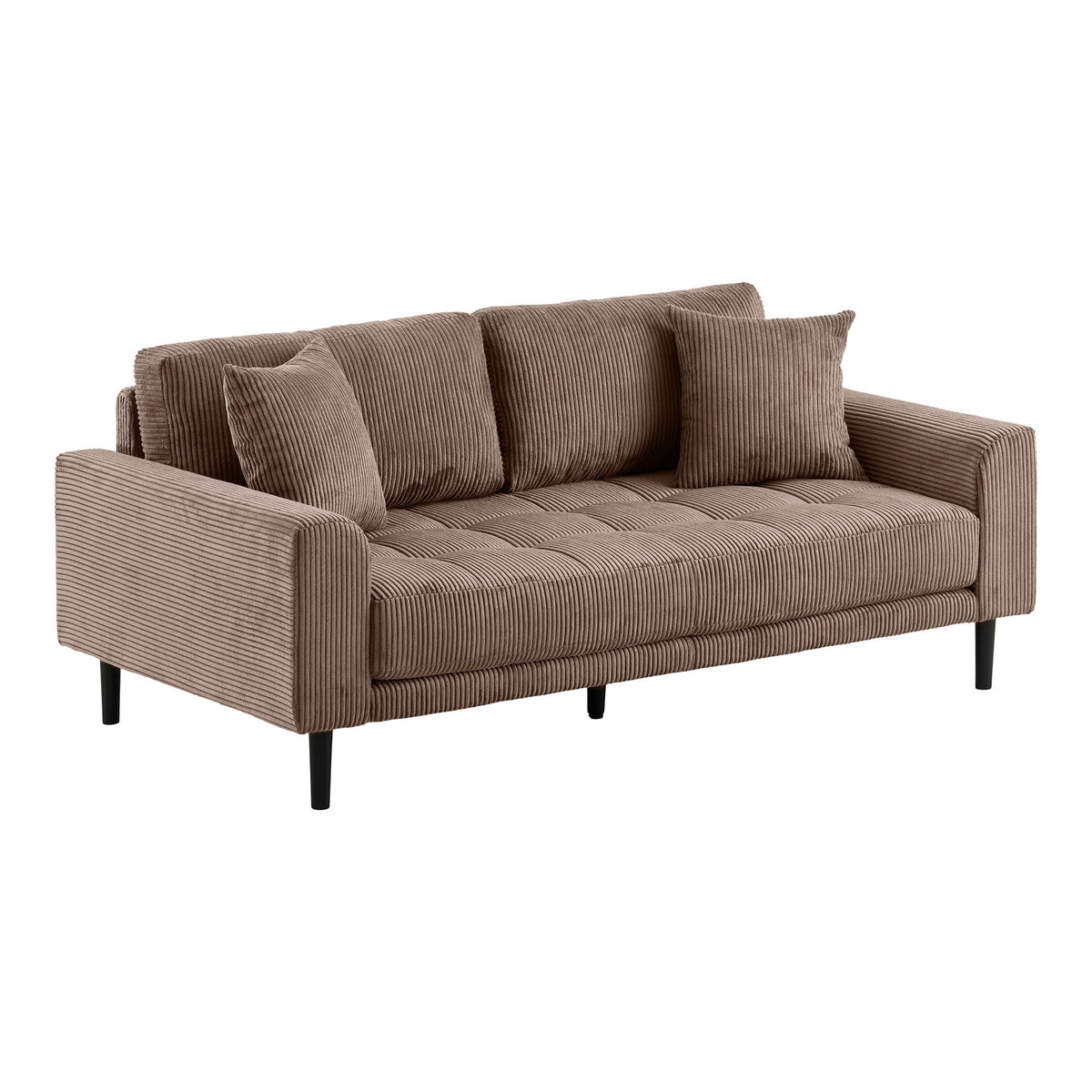Lido 2,5 Personers Sofa - 2,5 Personers Sofa, Brun Fløjl Med To Puder Og Sorte Træben, Hn1423 ⎮ 5713917048991 ⎮ 1250011 