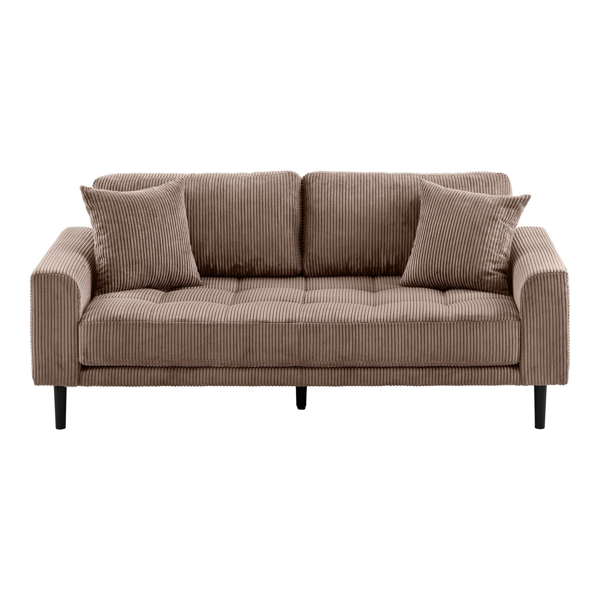 Lido 2,5 Personers Sofa - 2,5 Personers Sofa, Brun Fløjl Med To Puder Og Sorte Træben, Hn1423 ⎮ 5713917048991 ⎮ 1250011 
