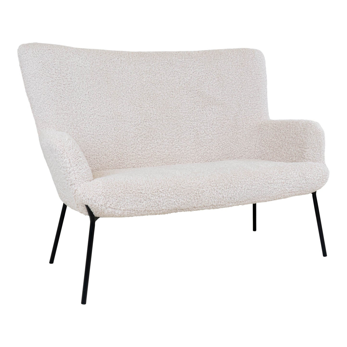 Glasgow Sofa - 2 Personers Sofa I Kunstig Lammeskind, Hvid Med Sorte Ben, Hn1090 ⎮ 5713917007677 ⎮ 1301176 