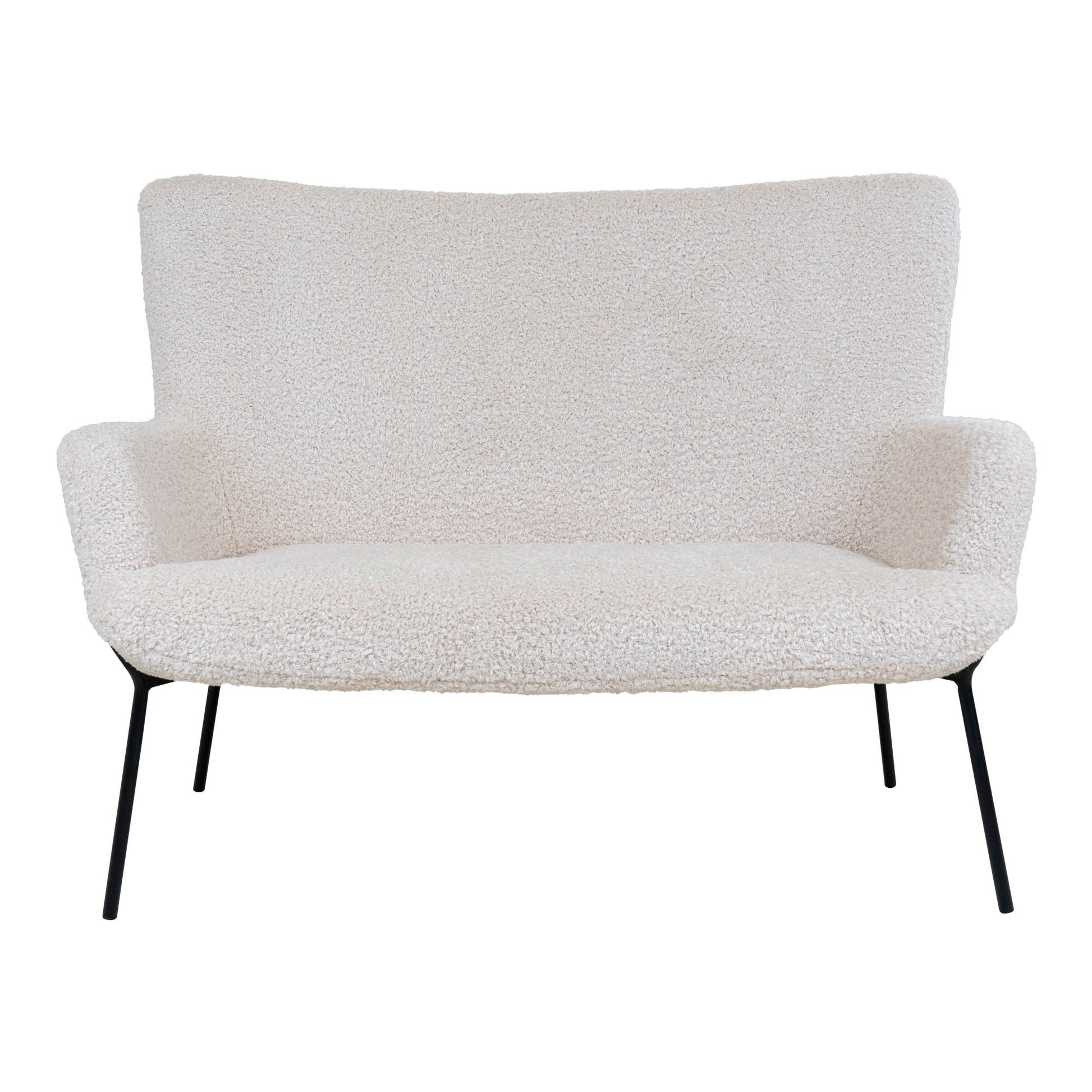 Glasgow Sofa - 2 Personers Sofa I Kunstig Lammeskind, Hvid Med Sorte Ben, Hn1090 ⎮ 5713917007677 ⎮ 1301176 