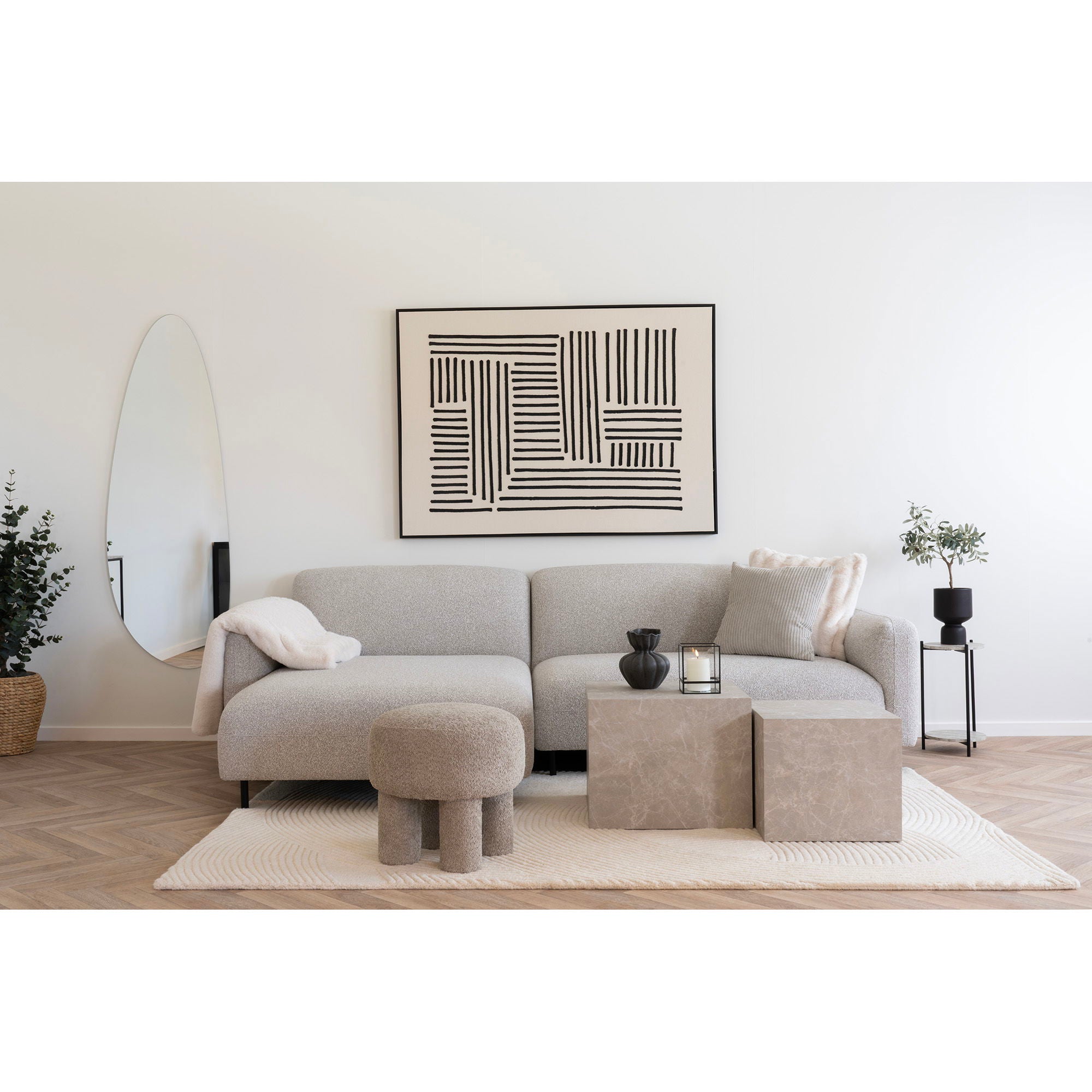 Salvador Loungesofa - Loungesofa, Venstrevendt, Bouclé, Lysegrå, Hn1253 ⎮ 5713917032631 ⎮ 1301366 