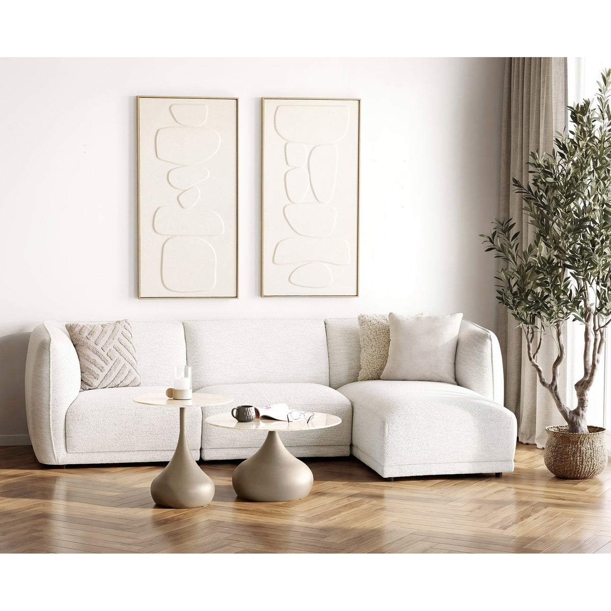 Noor Loungesofa - Loungesofa Med 2 Puder, Højrevendt, Off-White, Hn1401 ⎮ 5713917044009 ⎮ 1301375 