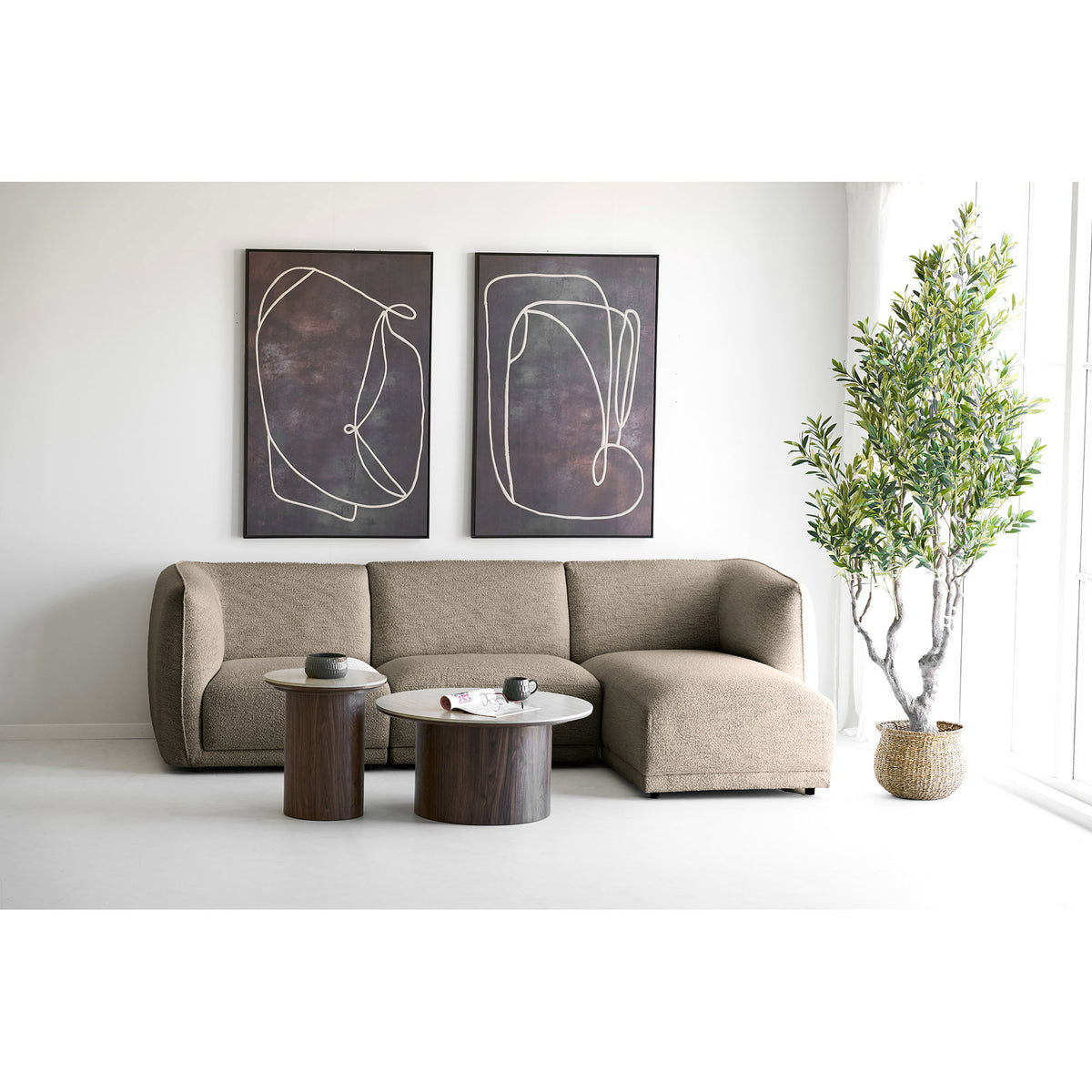 Noor Loungesofa - Loungesofa Med 2 Puder, Højrevendt, Brun, Hn1402 ⎮ 5713917044078 ⎮ 1301377 