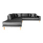 Lido Hjørnesofa Åben Ende - Hjørnesofa Åben Ende, Venstrevendt I Mørkegrå Velour Med Fire Puder Og Natur Træben Hn1013 ⎮ 5713917023646 ⎮ 1301419 