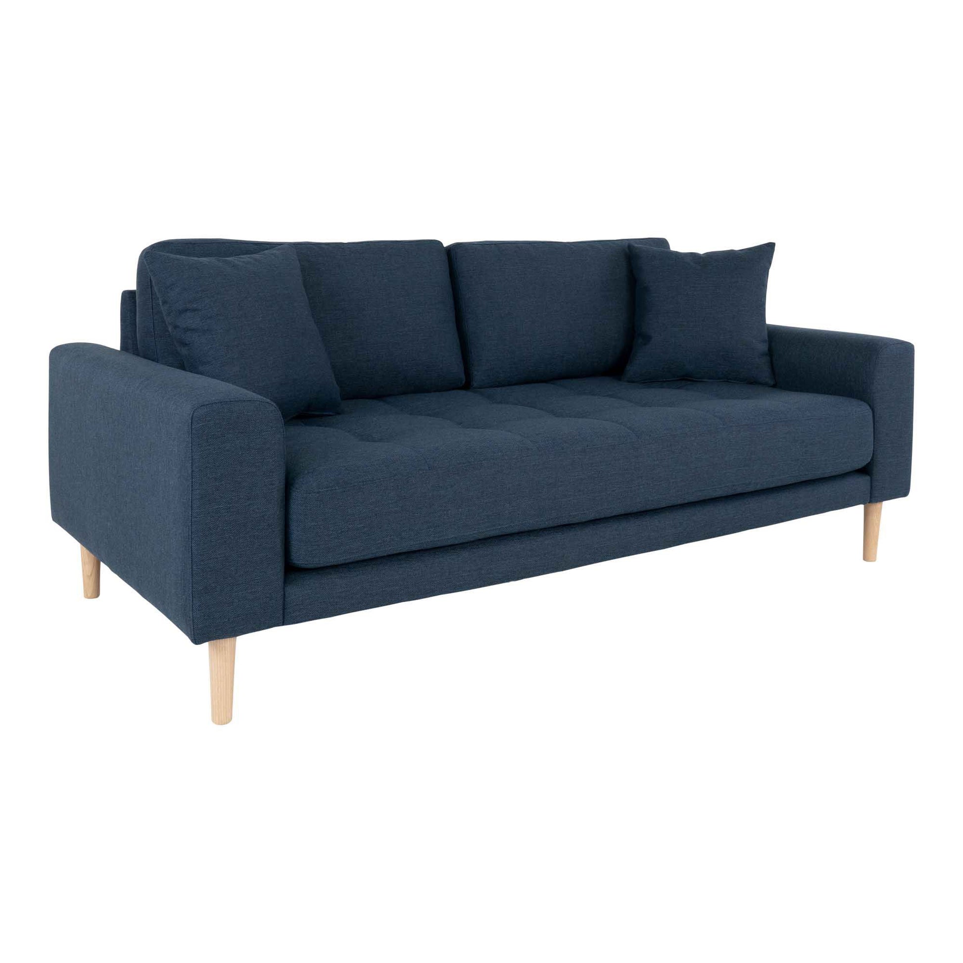 Lido 2,5 Personers Sofa - 2,5 Personers Sofa, Mørkeblå Med To Puder Og Natur Træben, Hn1003 - Erstates Af 1301802 ⎮ 5713917010035 ⎮ 1301432 
