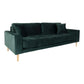 Lido 3 Personers Sofa - 3 Personers Sofa, Mørkegrøn Velour Med To Puder Og Natur Træben, Hn1006 ⎮ 5713917010127 ⎮ 1301445 