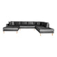 Lido U-Sofa Åben Ende - U-Sofa Åben Ende,  Venstrevendt I Mørkegrå Velour Med Fire Puder Og Natur Træben Hn1013 ⎮ 5713917023486 ⎮ 1301478 
