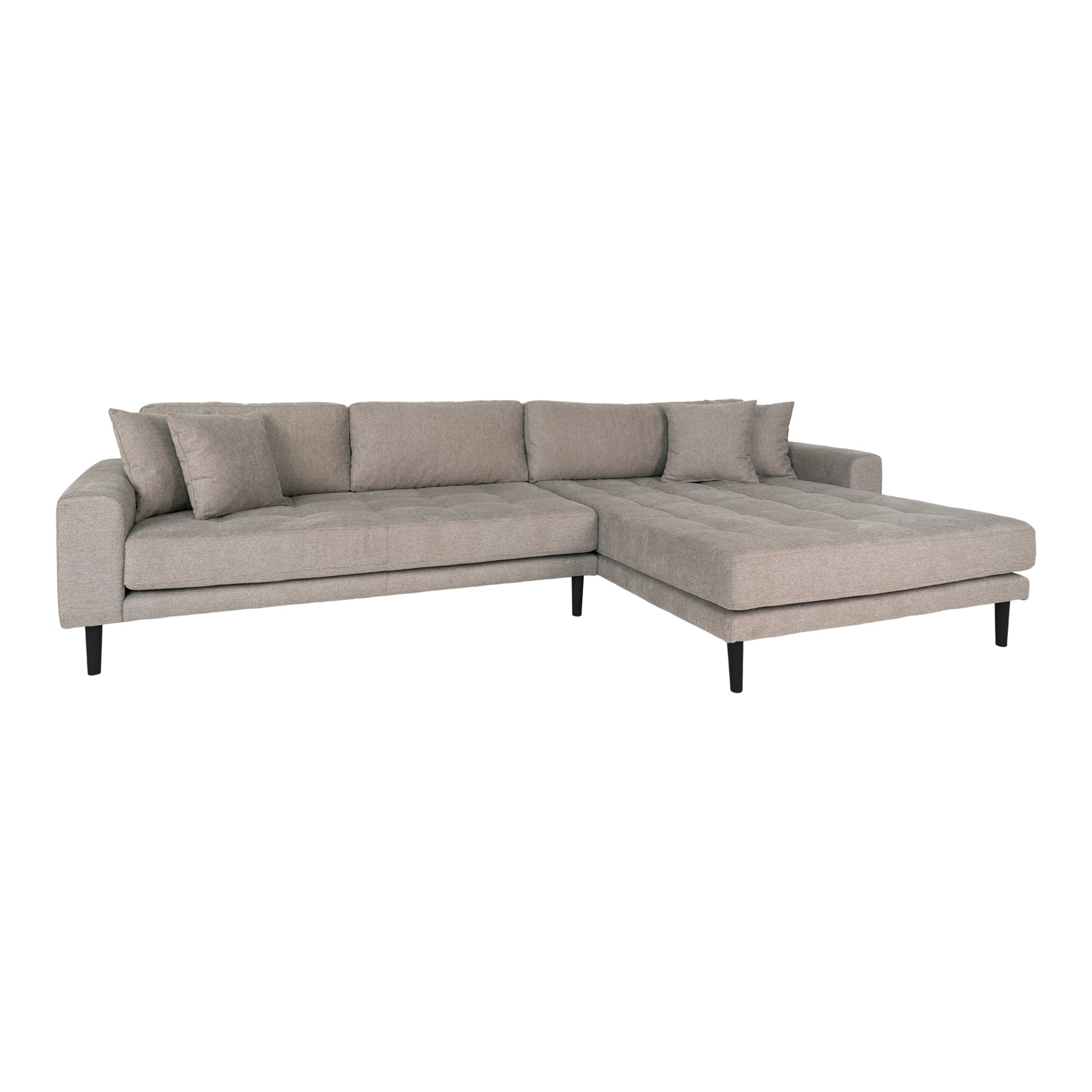 Lido Lounge Sofa - Lounge Sofa, Højrevendt I Stone Med Fire Puder Og Sorte Træben, Hn1030 ⎮ 5713917019496 ⎮ 1301481 