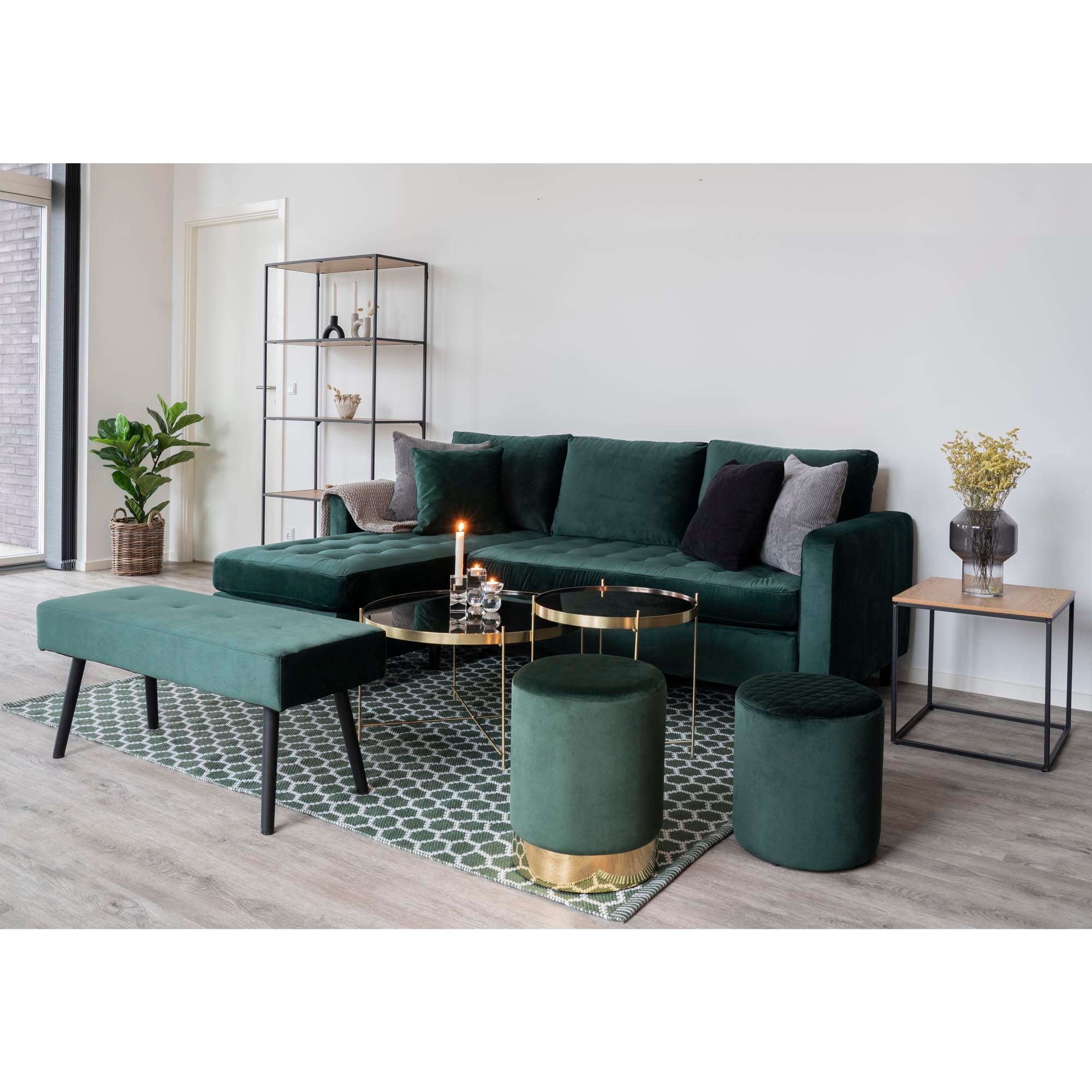 Firenze Sofa - Sofa I Velour, Mørkegrøn Med Sorte Træben, Hn1006 ⎮ 5713917008308 ⎮ 1301506 