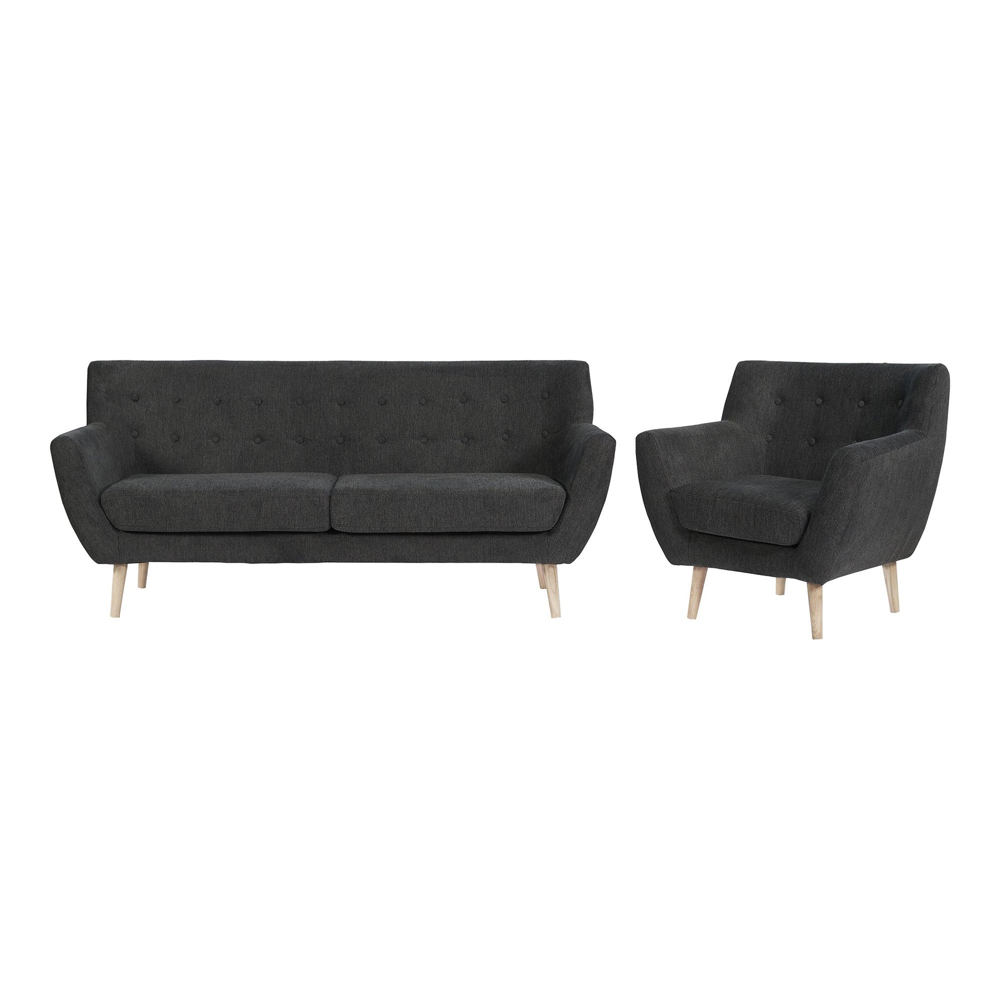Monte 3 Personers Sofa - 3 Personers Sofa, Mørkegrå Med Natur Træben, Hn1045 ⎮ 5713917026562 ⎮ 1301537 