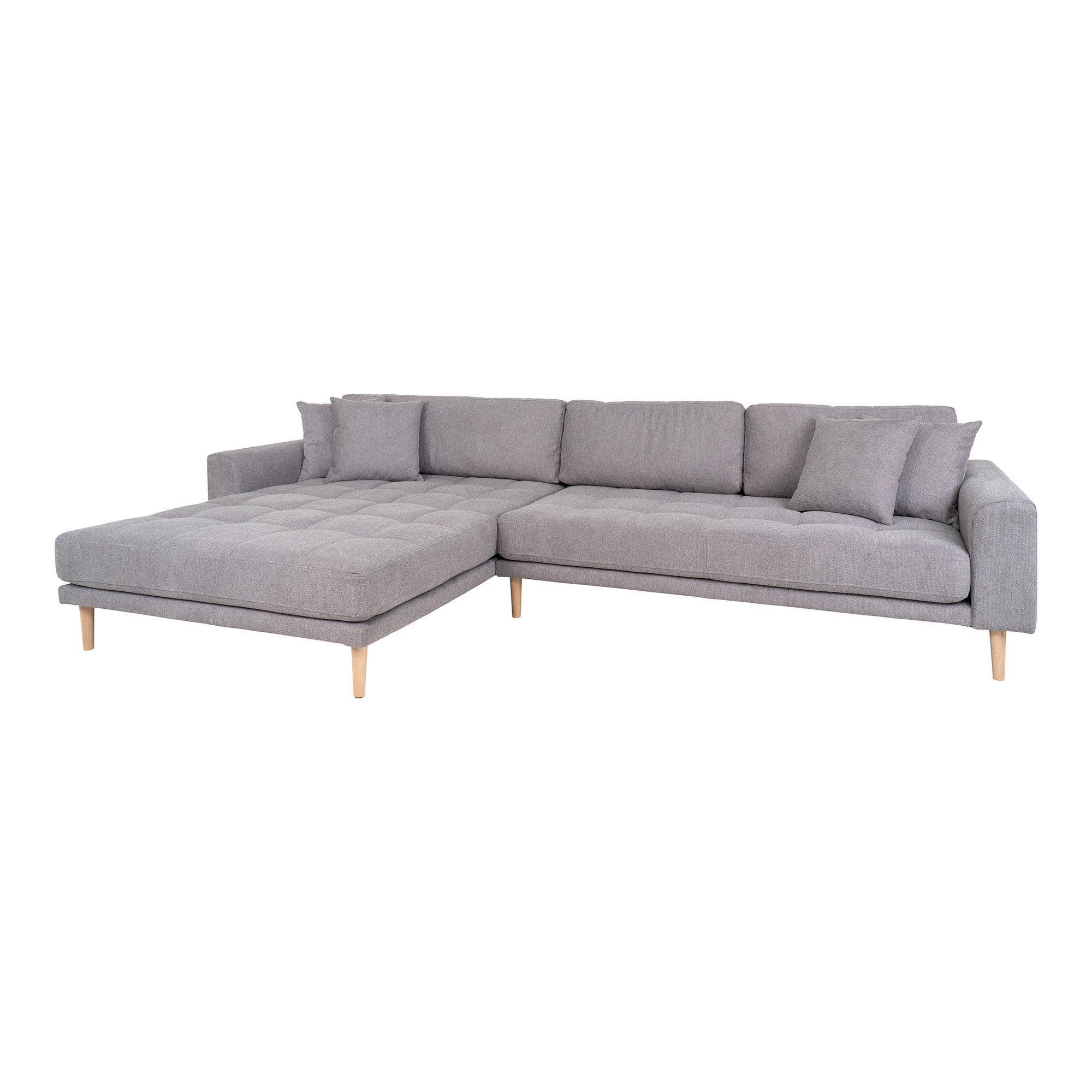 Lido Lounge Sofa - Lounge Sofa, Venstrevendt I Lysegrå Med Fire Puder Og Natur Træben, Hn1040 ⎮ 5713917025985 ⎮ 1301601 