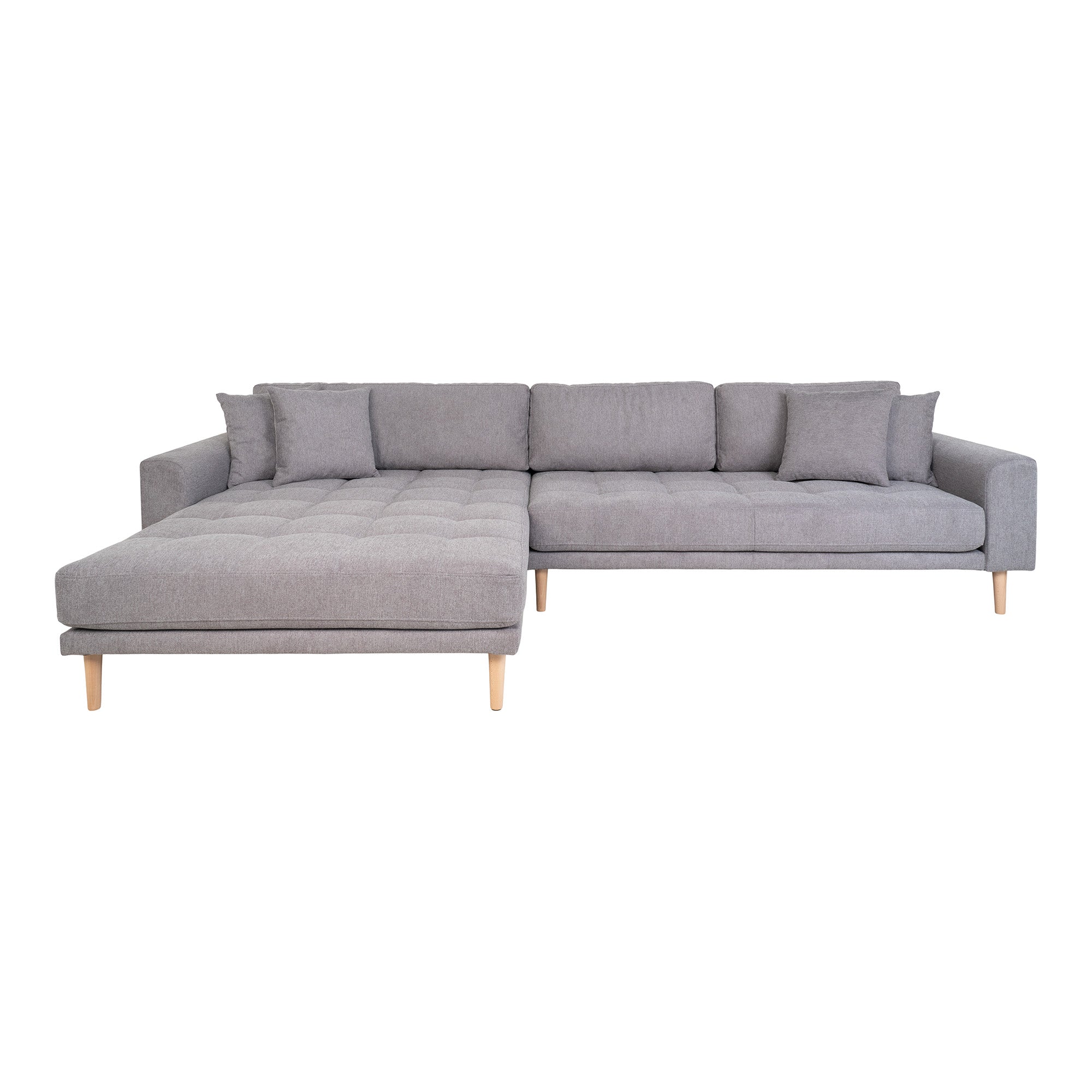 Lido Lounge Sofa - Lounge Sofa, Venstrevendt I Lysegrå Med Fire Puder Og Natur Træben, Hn1040 ⎮ 5713917025985 ⎮ 1301601 