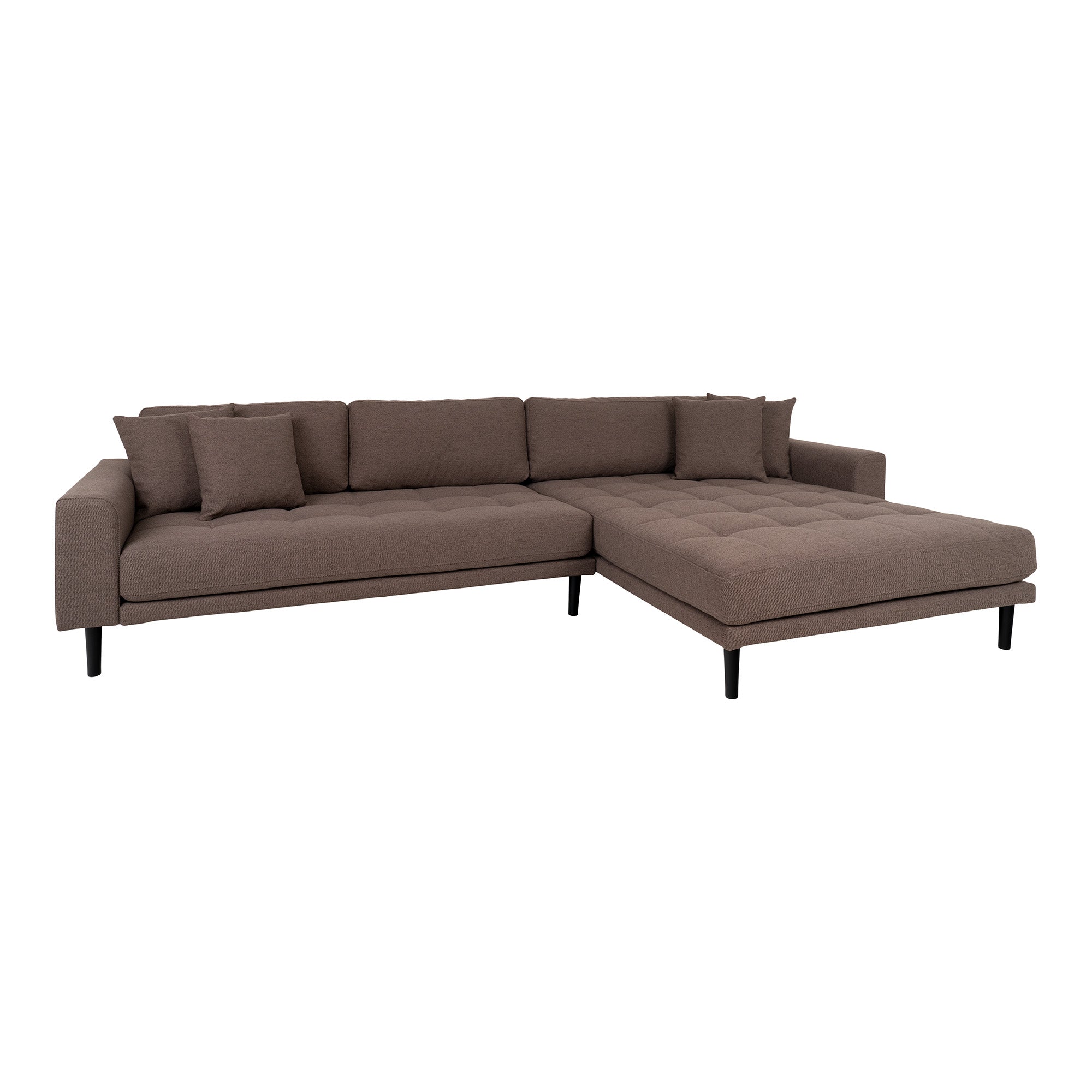 Lido Lounge Sofa - Lido Lounge Sofa, Højrevendt I Brun Med Fire Puder Og Sorte Træben, Hn1055 ⎮ 5713917025909 ⎮ 1301608 