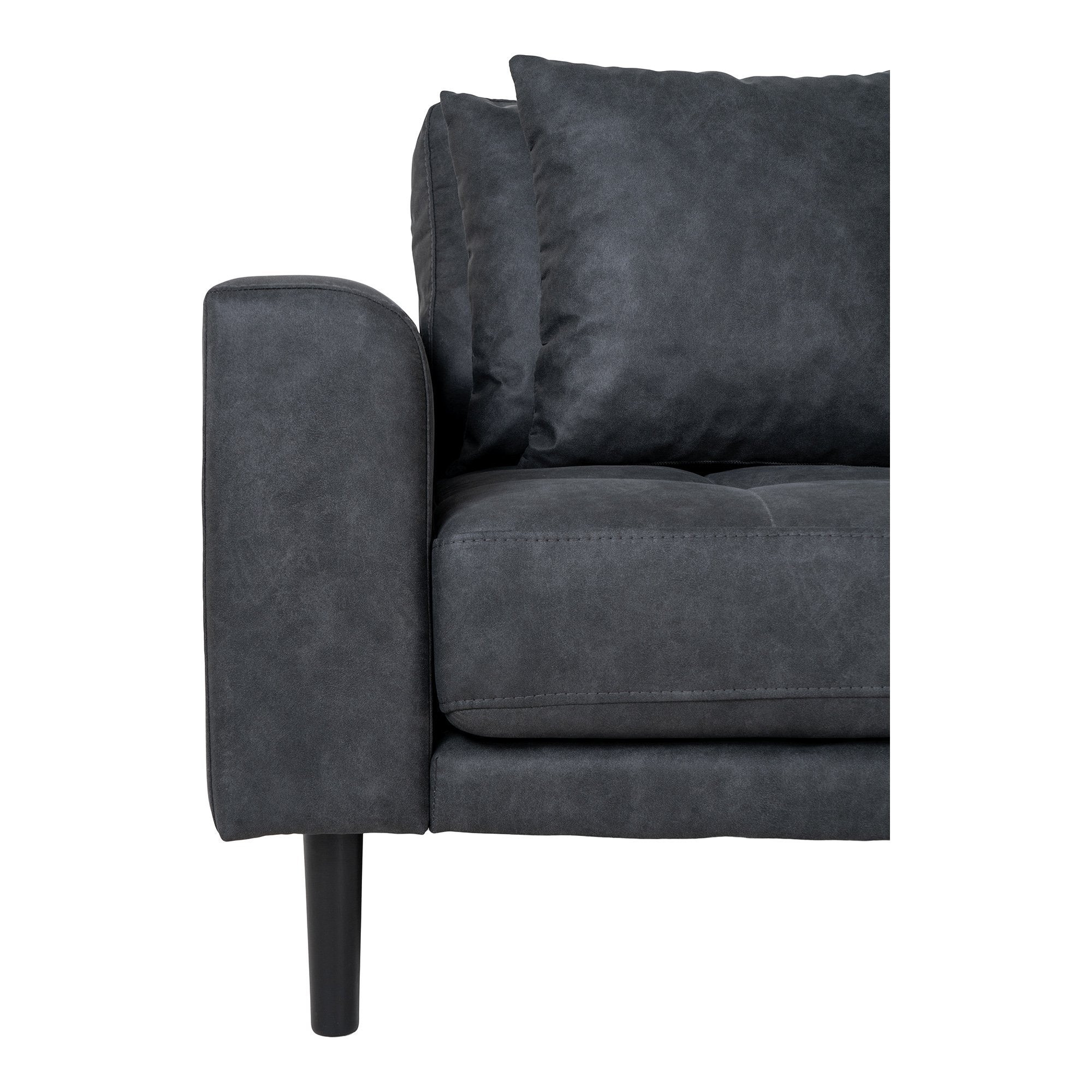 Lido Lounge Sofa - Lounge Sofa, Højrevendt I Mørkegrå Microfiber Med Fire Puder Og Natur Træben, Hn1000 ⎮ 5713917030279 ⎮ 1301612 
