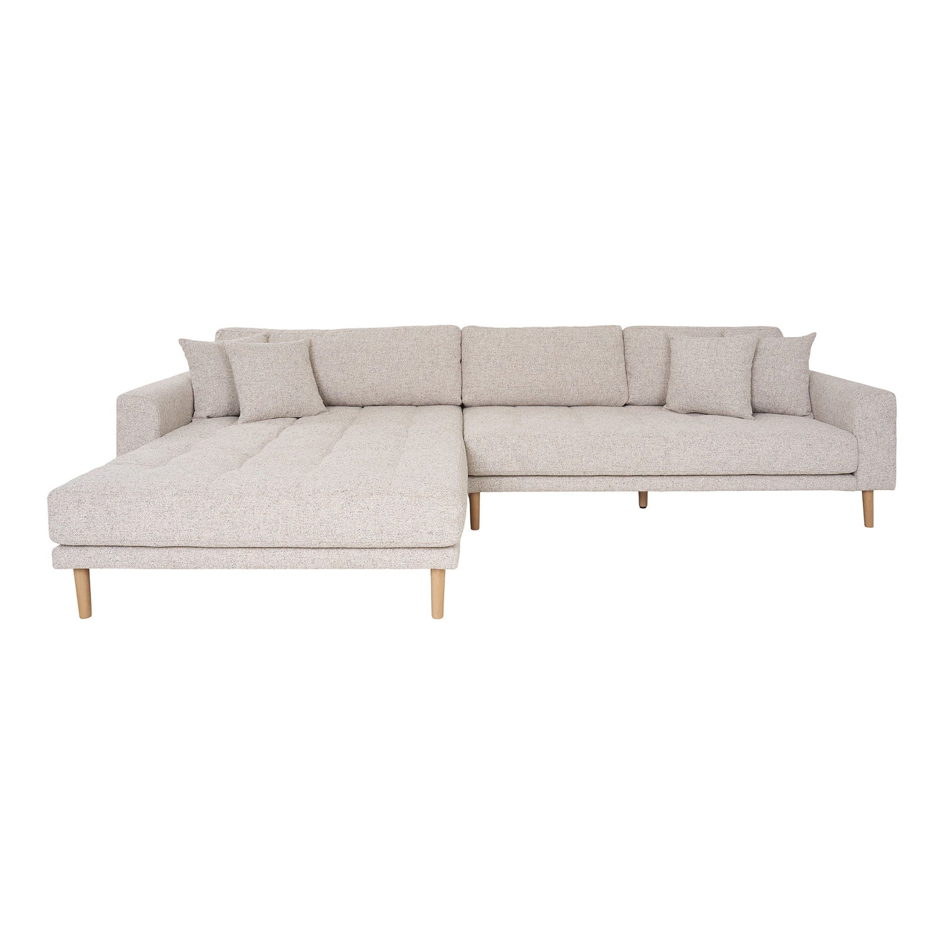 Lido Lounge Sofa - Lounge Sofa, Venstrevendt I Beige Meleret Med Fire Puder Og Natur Træben, Hn1015 ⎮ 5713917036332 ⎮ 1301615 