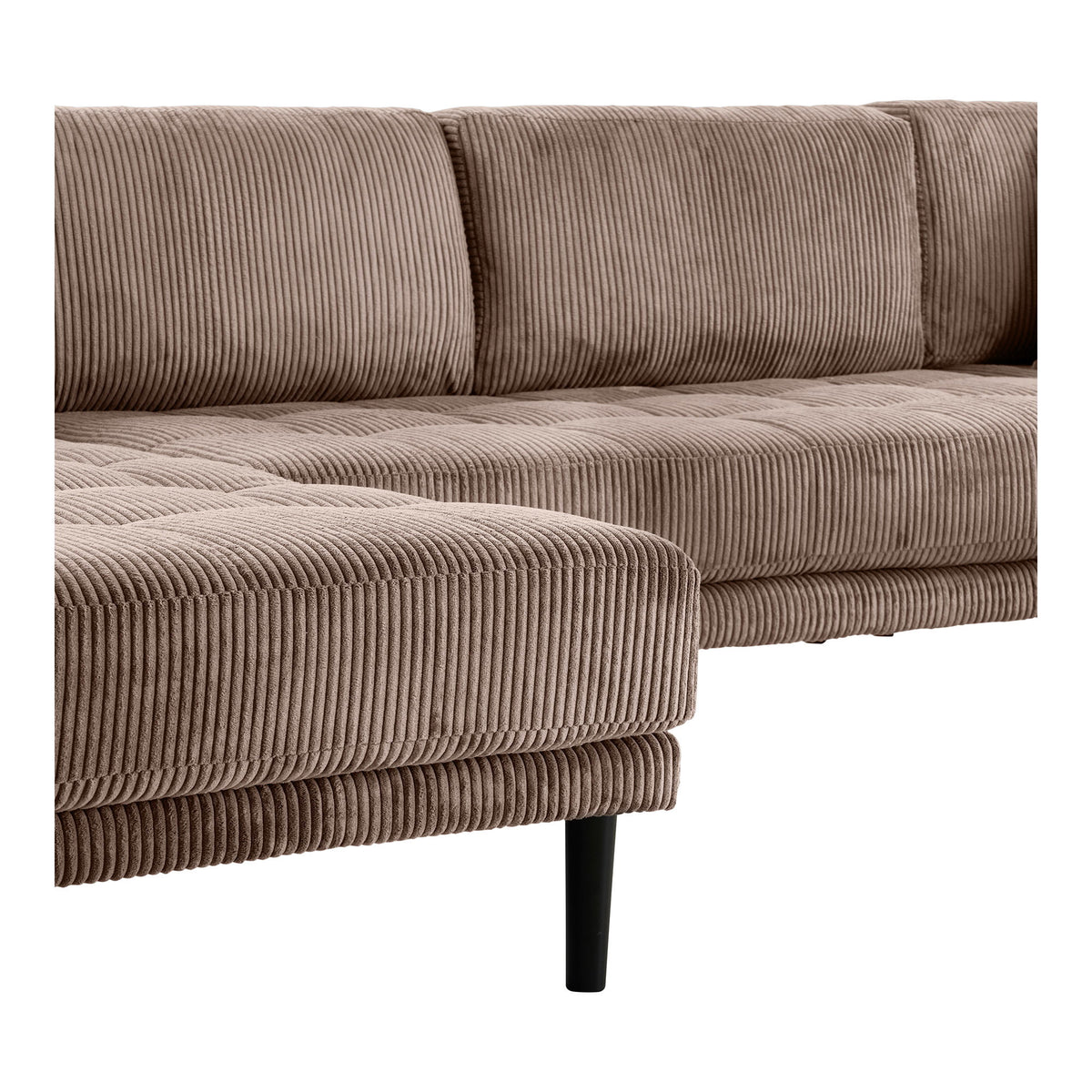 Lido U-Sofa U-Sofa Åben Ende - U-Sofa Åben Ende, Venstrevendt I Brun Fløjl Med Fire Puder Og Sorte Træben Hn1423 ⎮ 5713917042289 ⎮ 1330005 
