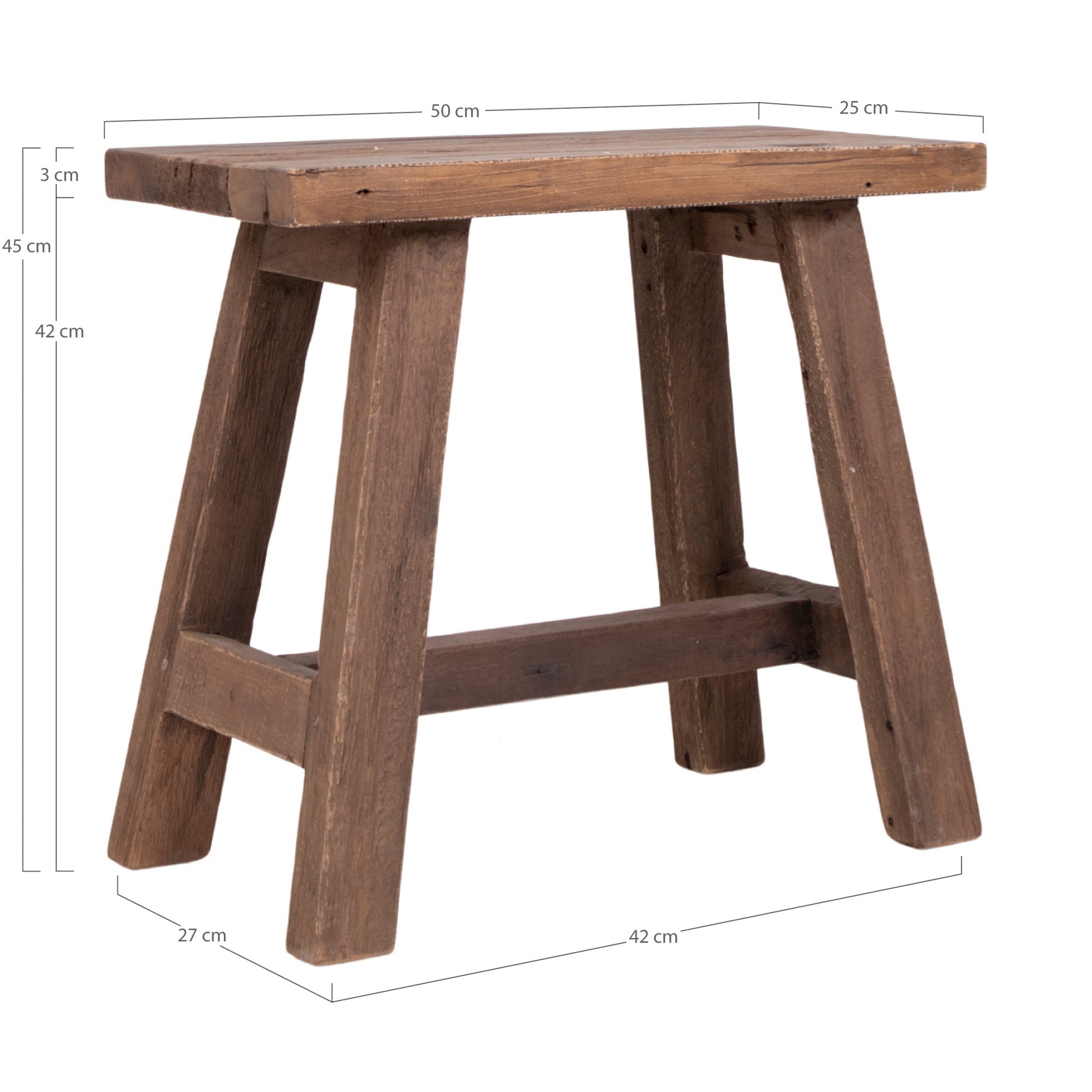 Barcelona Bænk - &Nbsp;Bænk, Teak, Natur, 50X25X45 Cm ⎮ 5713917006229 ⎮ 1401010 