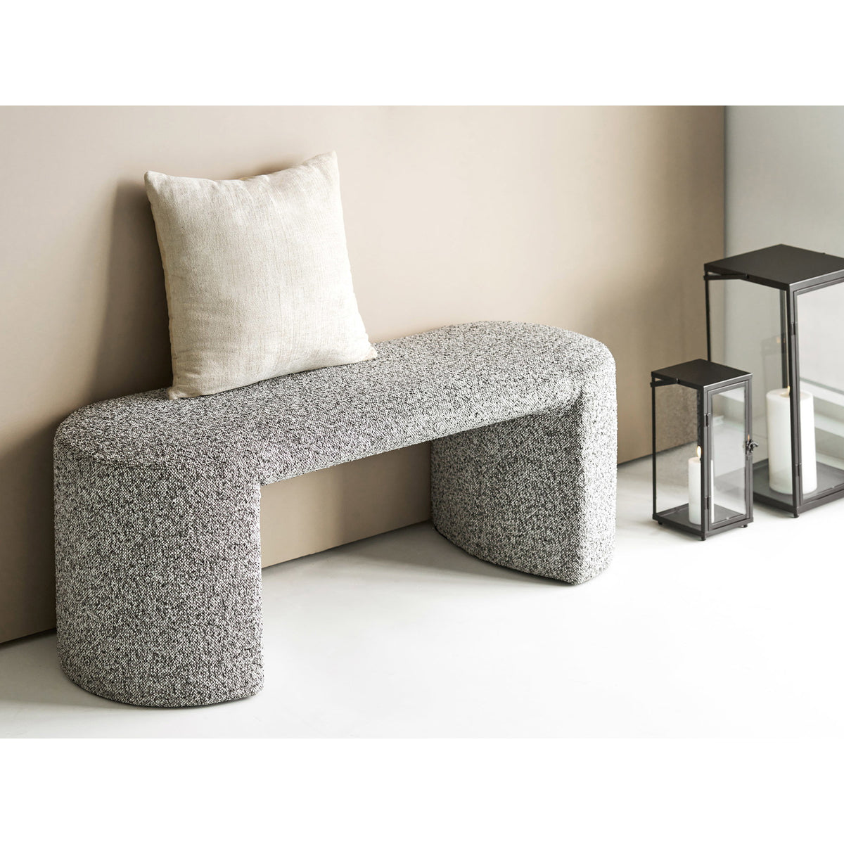 Westport Bænk - Bænk, Bouclé, Sort/Hvid 120X45X44 Cm, Hn1243 ⎮ 5713917046492 ⎮ 1401312 