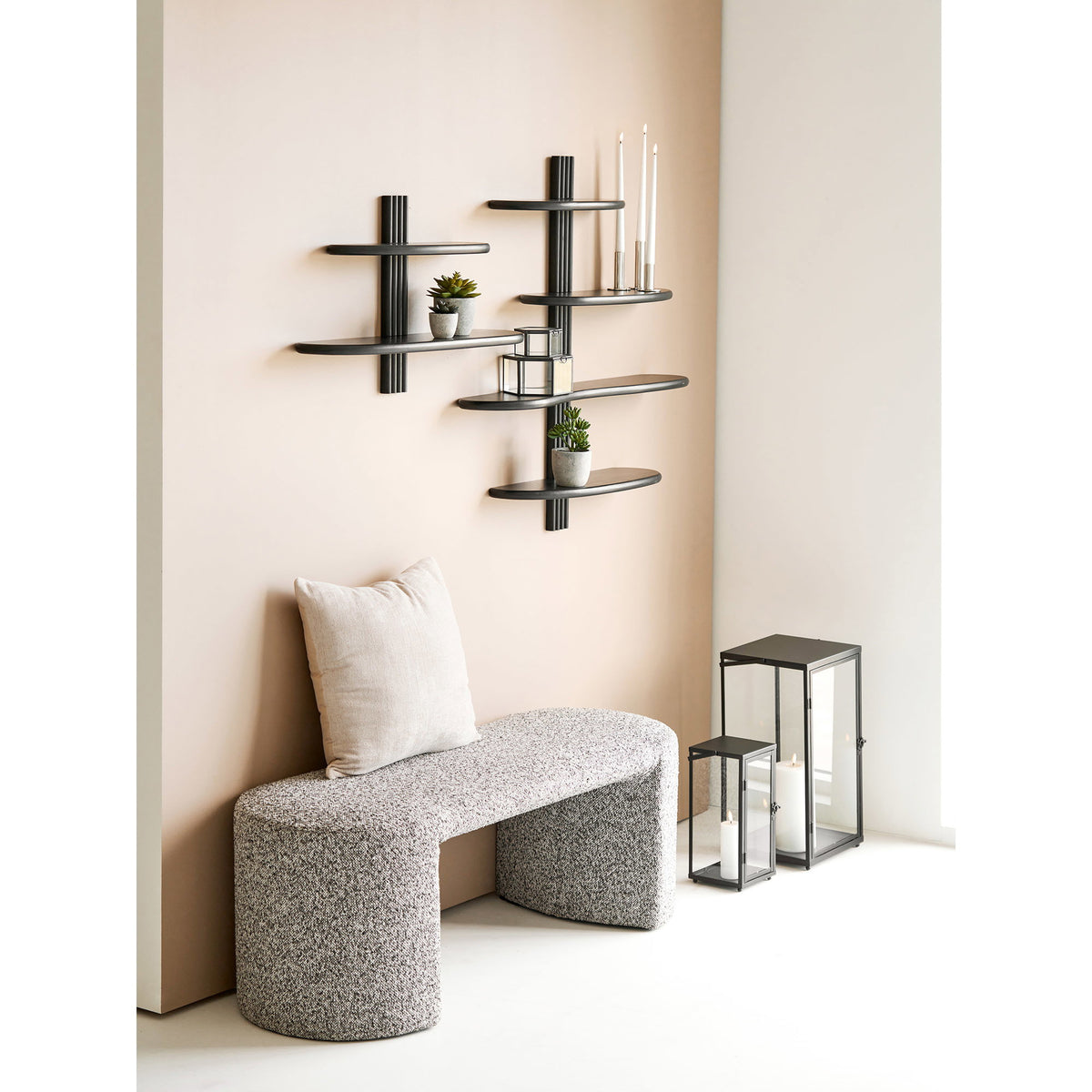 Westport Bænk - Bænk, Bouclé, Sort/Hvid 120X45X44 Cm, Hn1243 ⎮ 5713917046492 ⎮ 1401312 