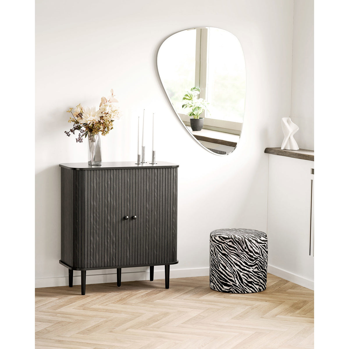 Kimberley Puf - Puf, Jacquard, Sort/Hvid Ø40X40 Cm, Hn1096 ⎮ 5713917046379 ⎮ 1501093 
