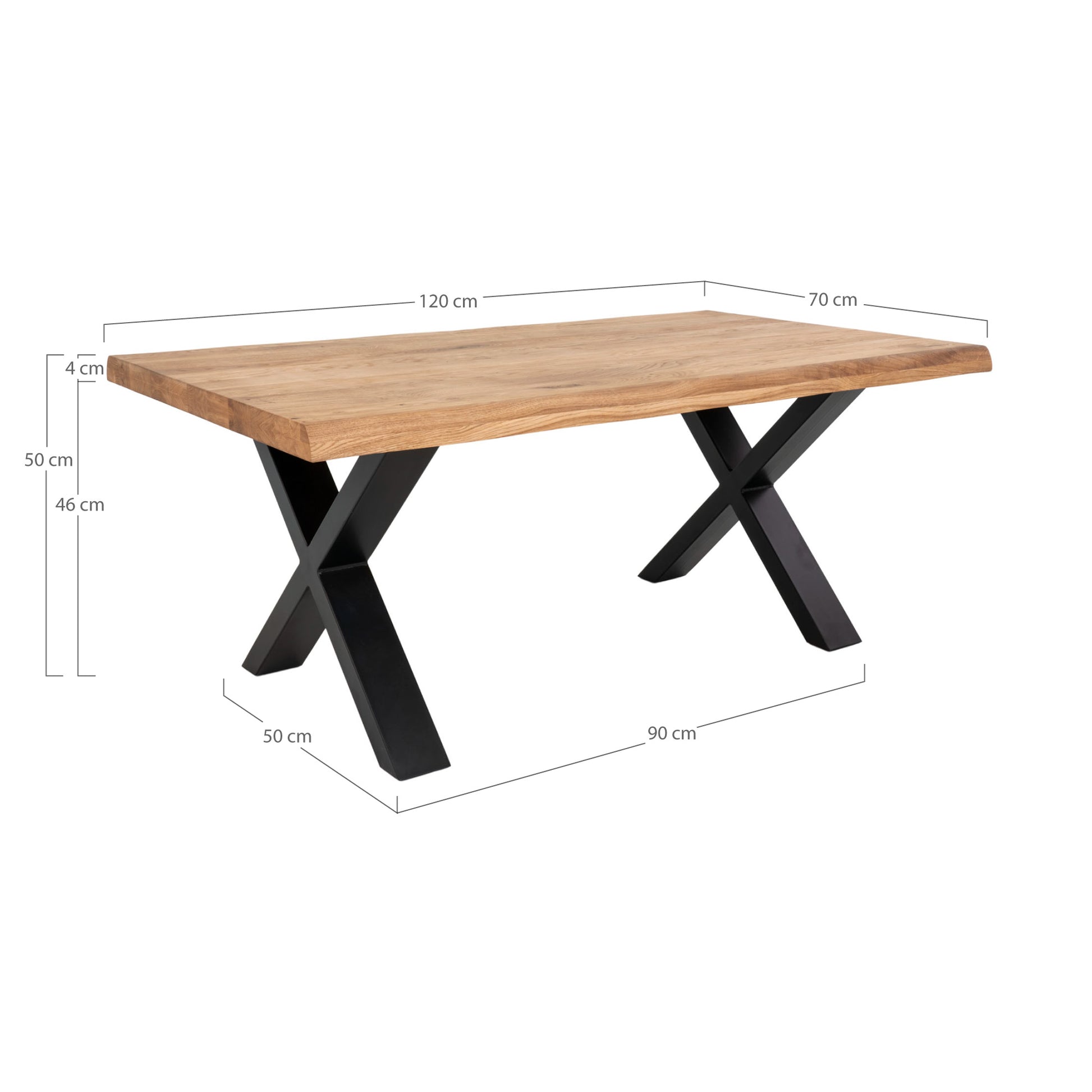 Toulon Sofabord - Sofabord Med Bølget Kant, Egetræ, Natur 70X120X50 Cm ⎮ 5713917005581 ⎮ 2101570 