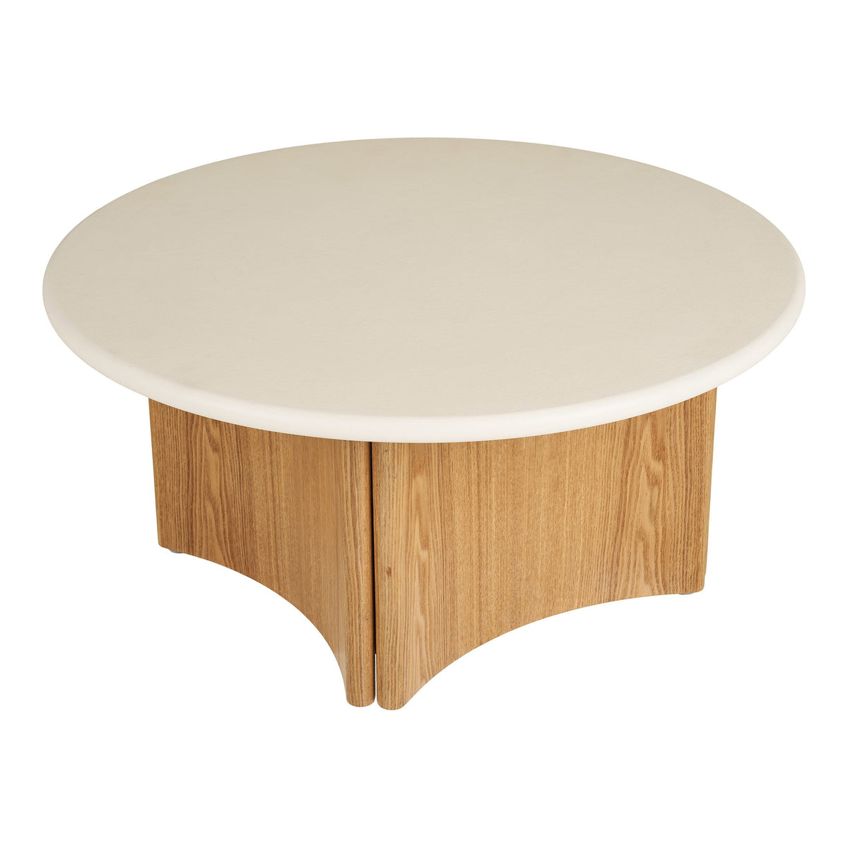 Motril Sofabord - Sofabord, Cement/Askefiner, Hvid/Natur Ø80X37 Cm ⎮ 5713917045624 ⎮ 2101615 