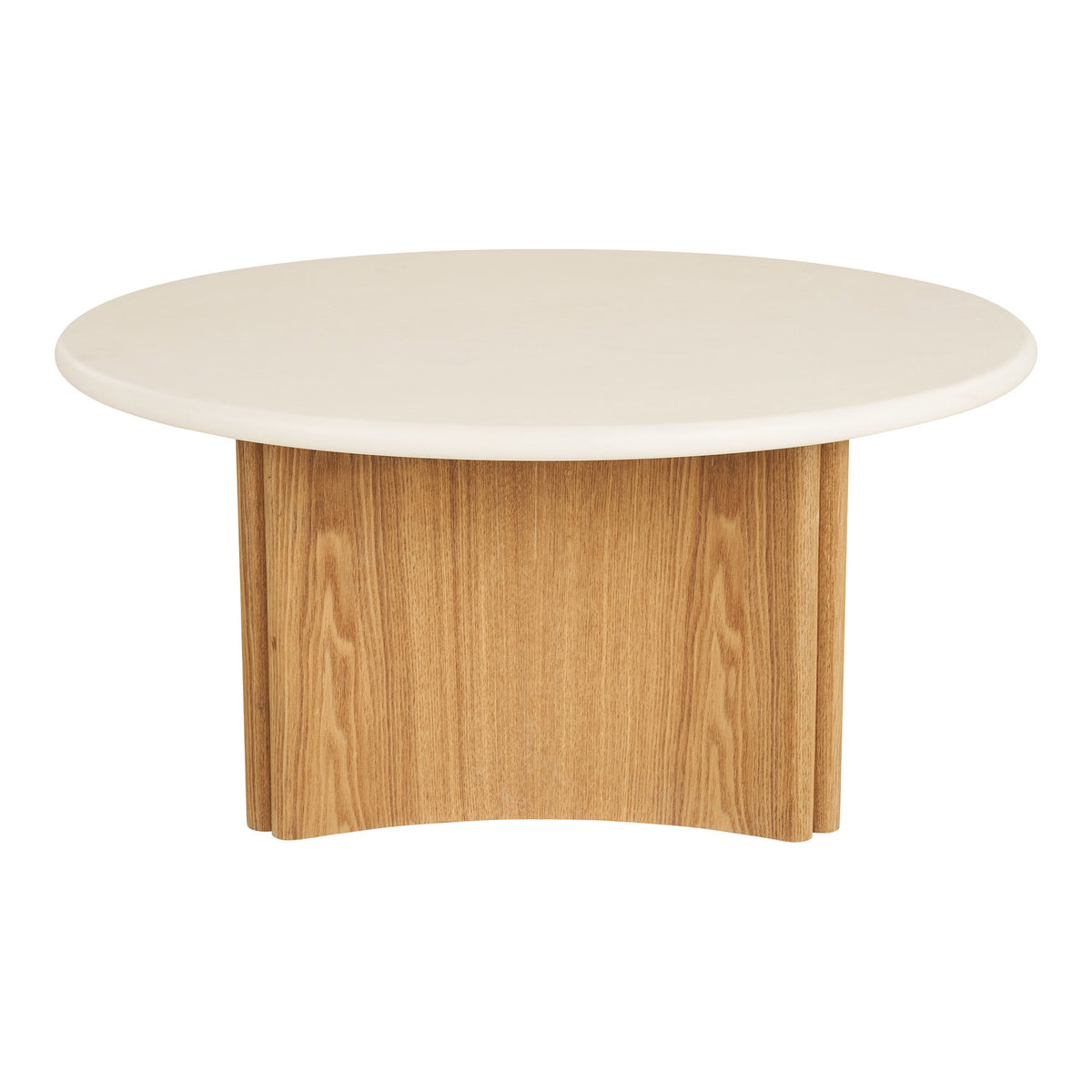 Motril Sofabord - Sofabord, Cement/Askefiner, Hvid/Natur Ø80X37 Cm ⎮ 5713917045624 ⎮ 2101615 