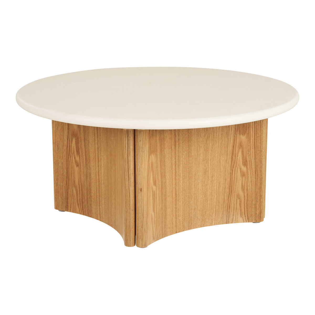 Motril Sofabord - Sofabord, Cement/Askefiner, Hvid/Natur Ø80X37 Cm ⎮ 5713917045624 ⎮ 2101615 